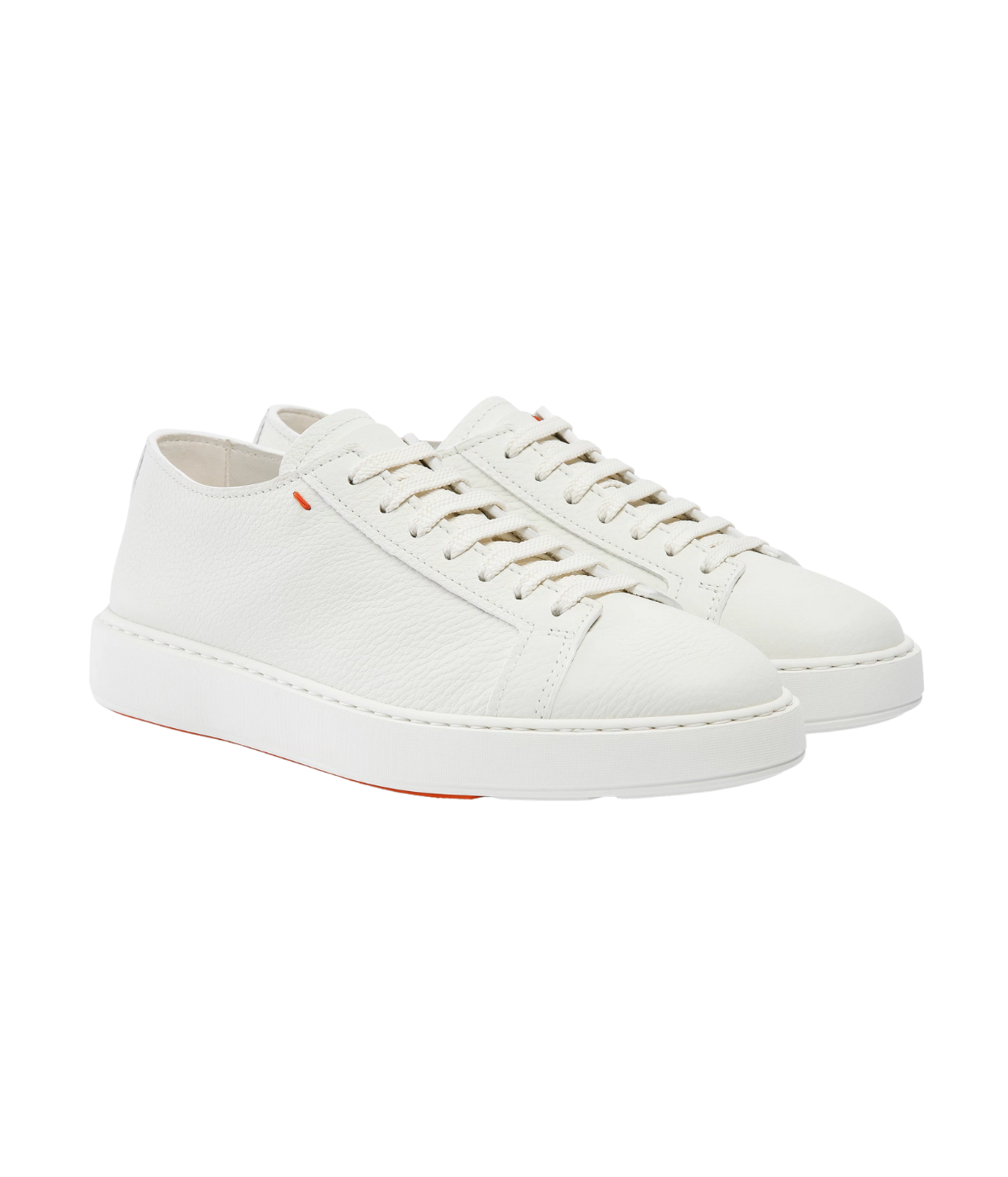 Tumbled Leather Sneaker in White