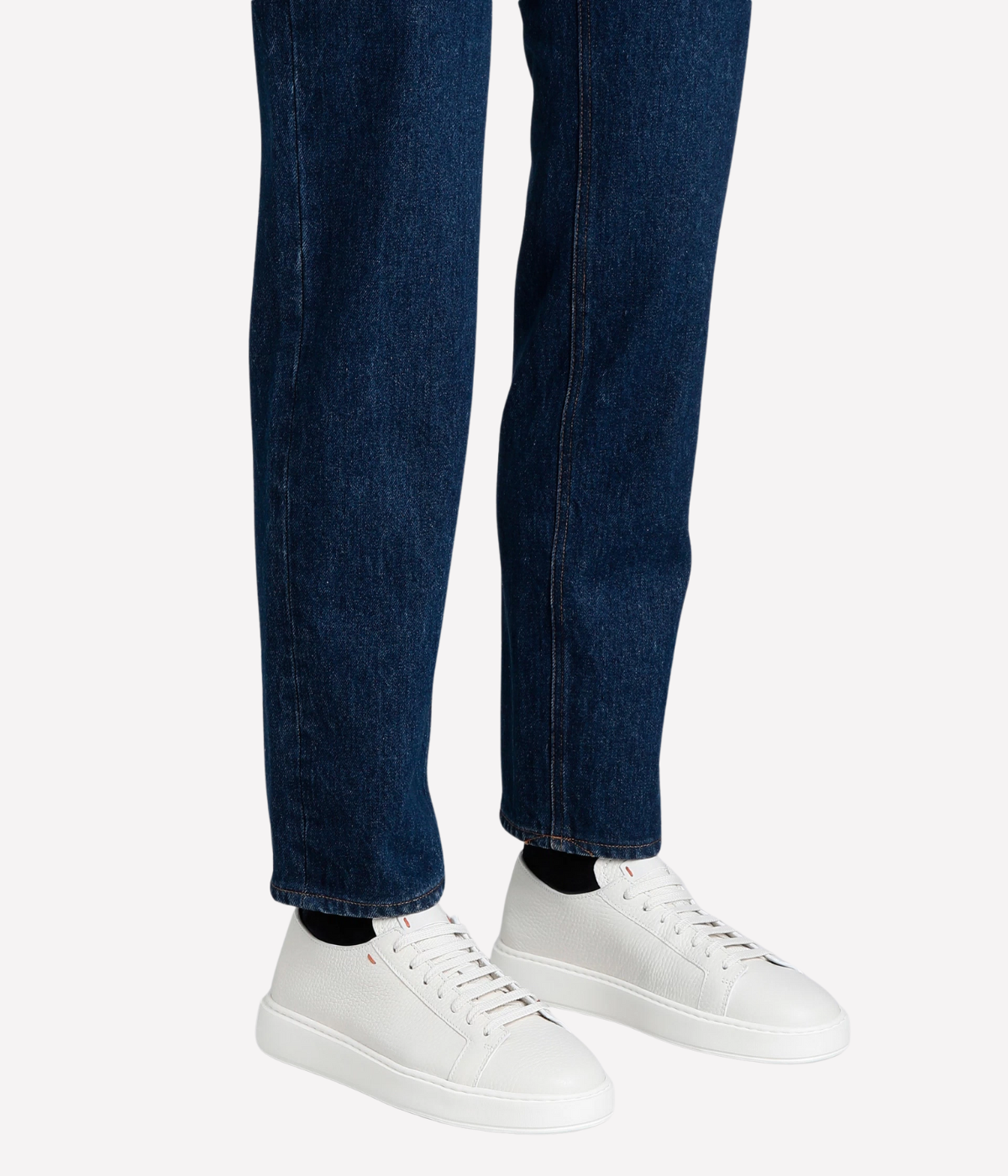 Tumbled Leather Sneaker in White
