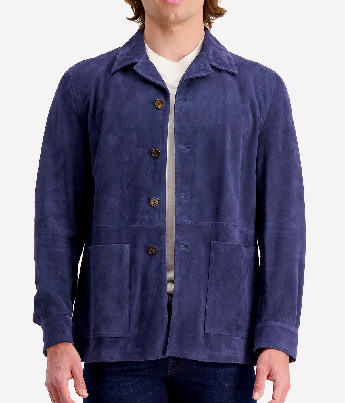 *FINAL SALE* Two Pockets Nappa Suede Jacket in Blue