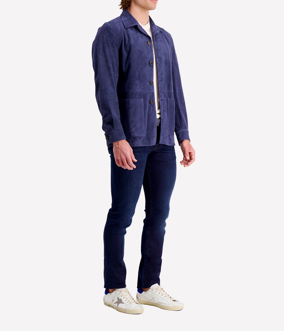 *FINAL SALE* Two Pockets Nappa Suede Jacket in Blue