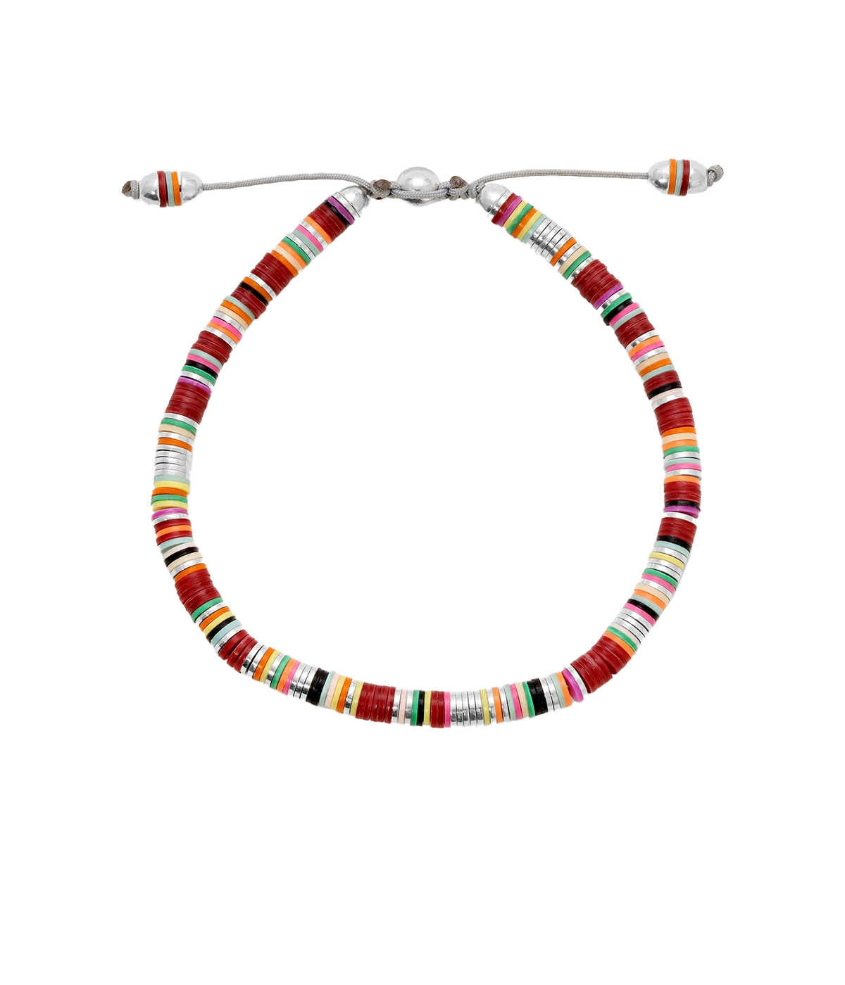 Malli African Disc Bracelet in Maroon Mix