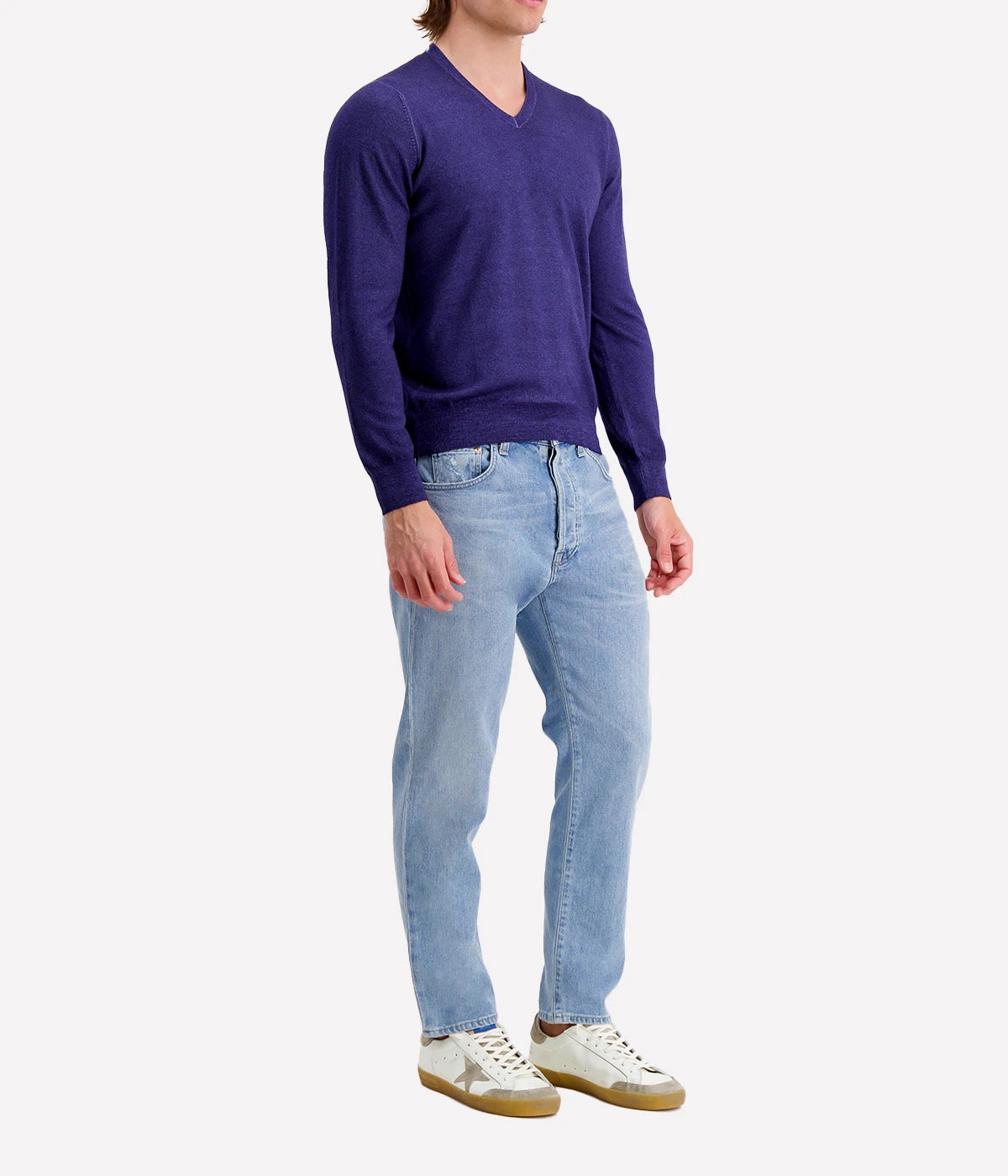 V Neck Longsleeve in Dark Blue