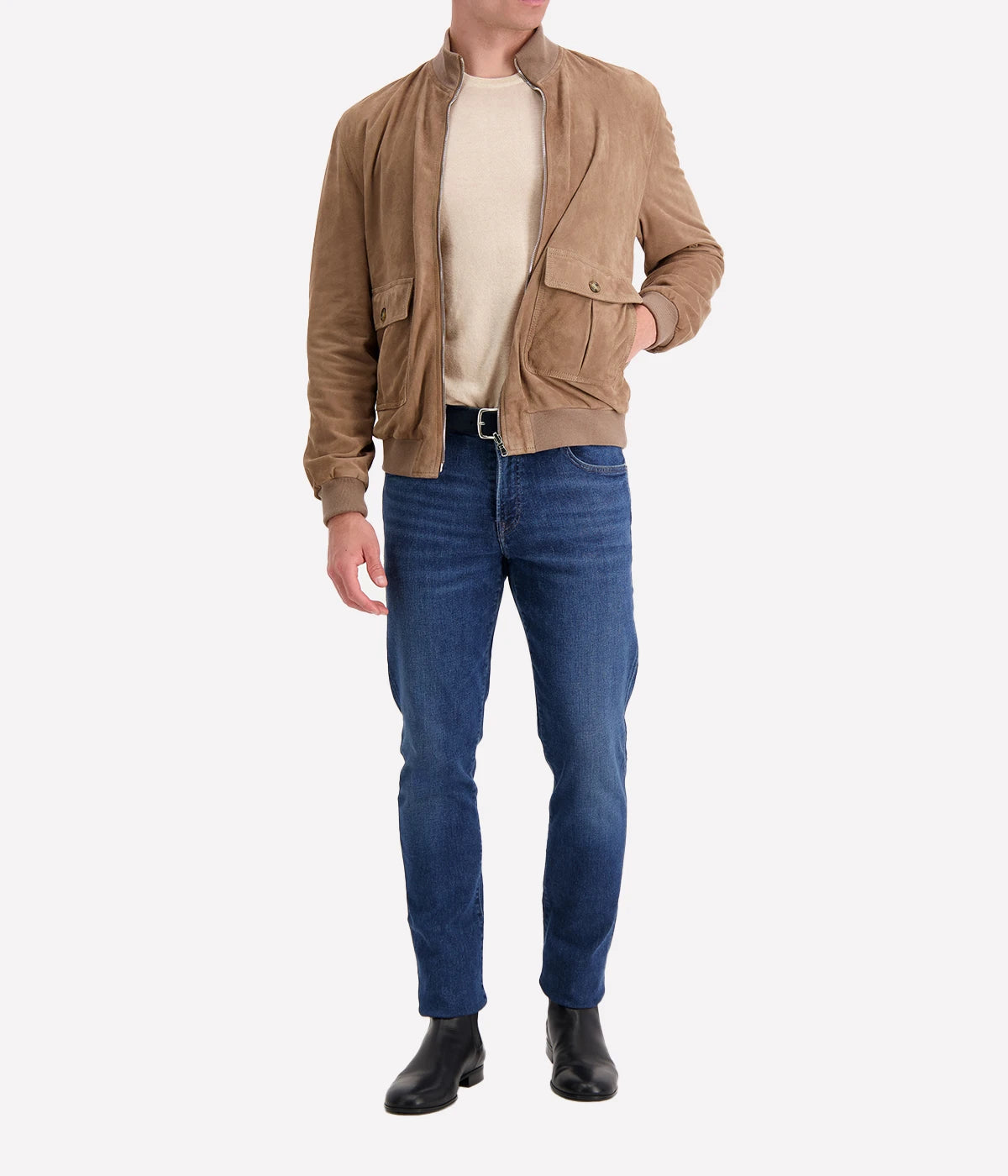 Valstar Reversible Valstarino Jacket featuring soft goat suede on one side and waterproof technical fabric on the other, with ribbed trims and two-way zipper.