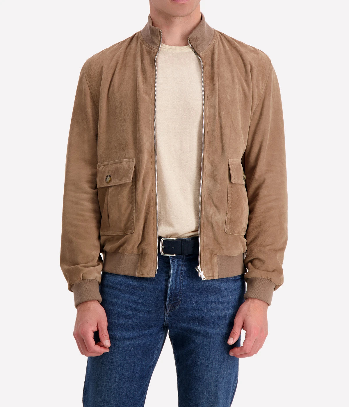 Valstar Reversible Valstarino Jacket featuring soft goat suede on one side and waterproof technical fabric on the other, with ribbed trims and two-way zipper.