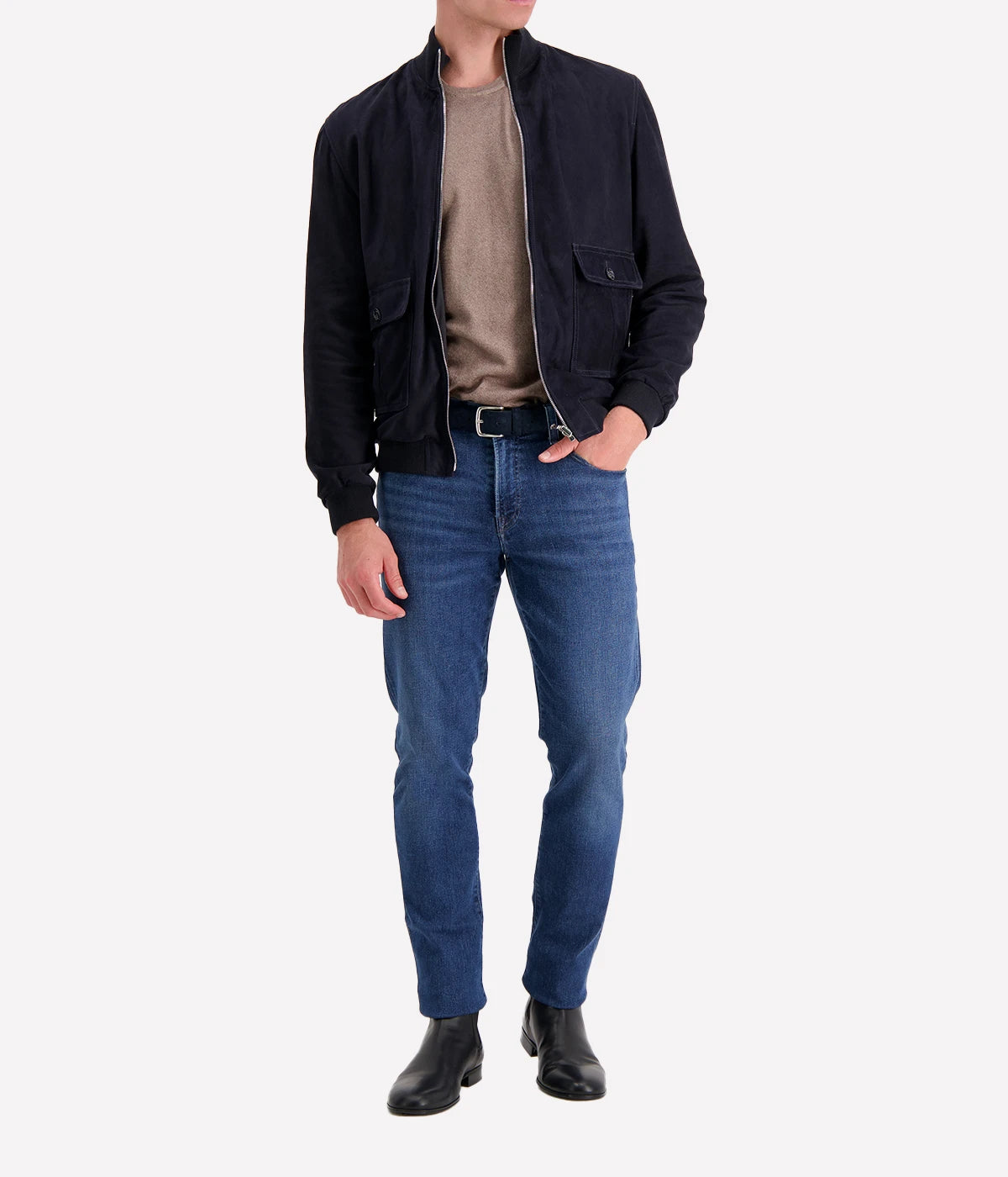 Reversible Suede Jacket in Dark Blue