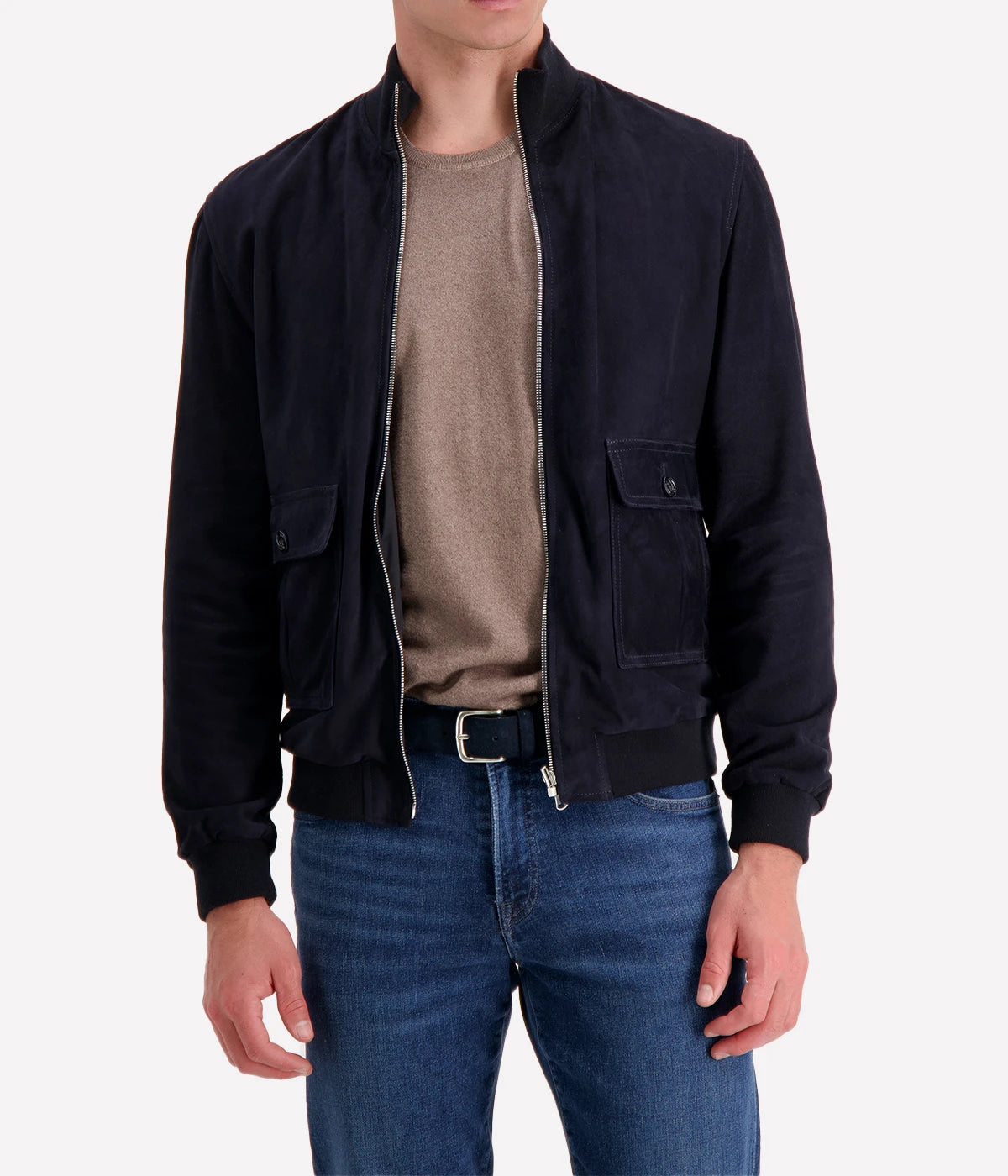 Reversible Suede Jacket in Dark Blue