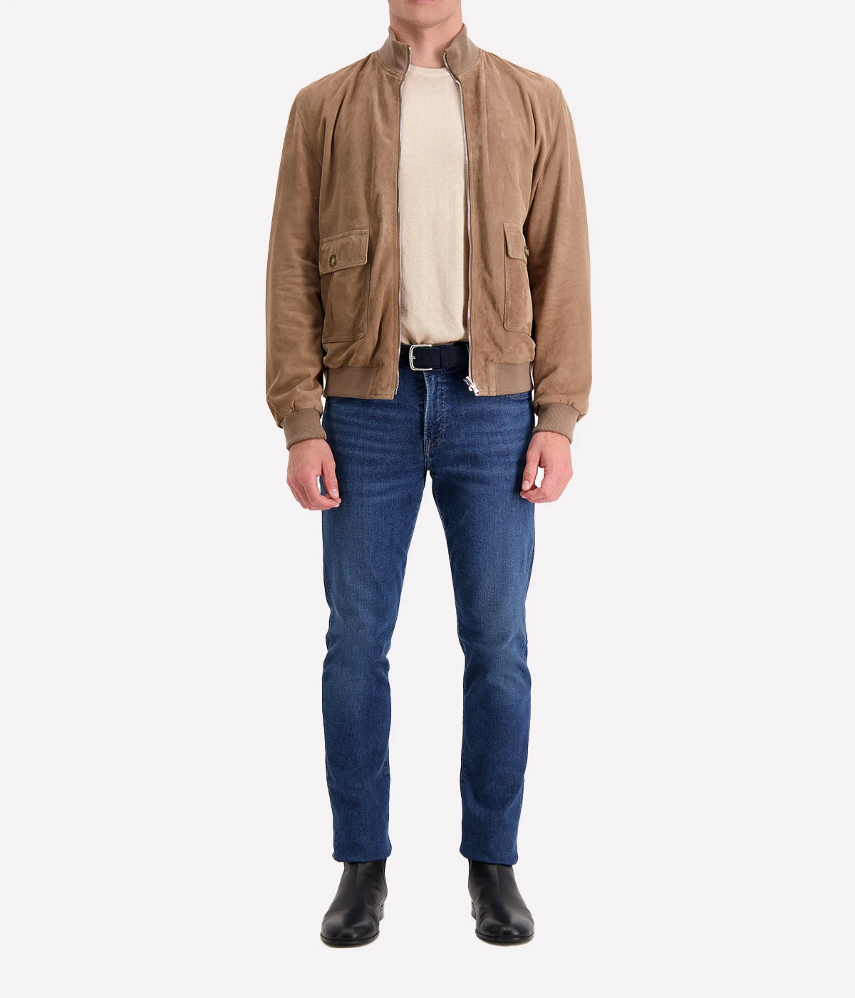 Valstar Reversible Valstarino Jacket featuring soft goat suede on one side and waterproof technical fabric on the other, with ribbed trims and two-way zipper.