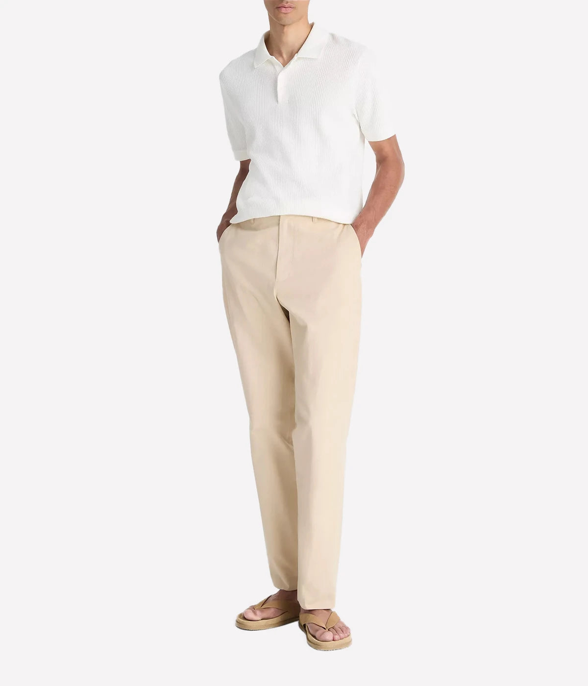 Virigated Textured Polo in Off White