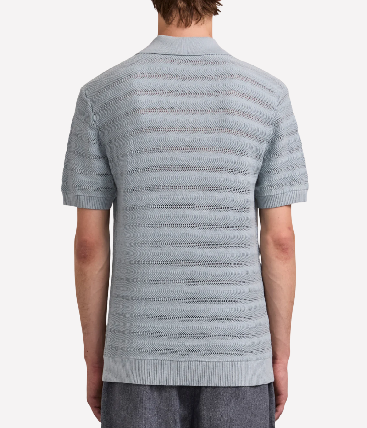 Vidal Cotton Jacquard Short Sleeve Polo in Costal Blue