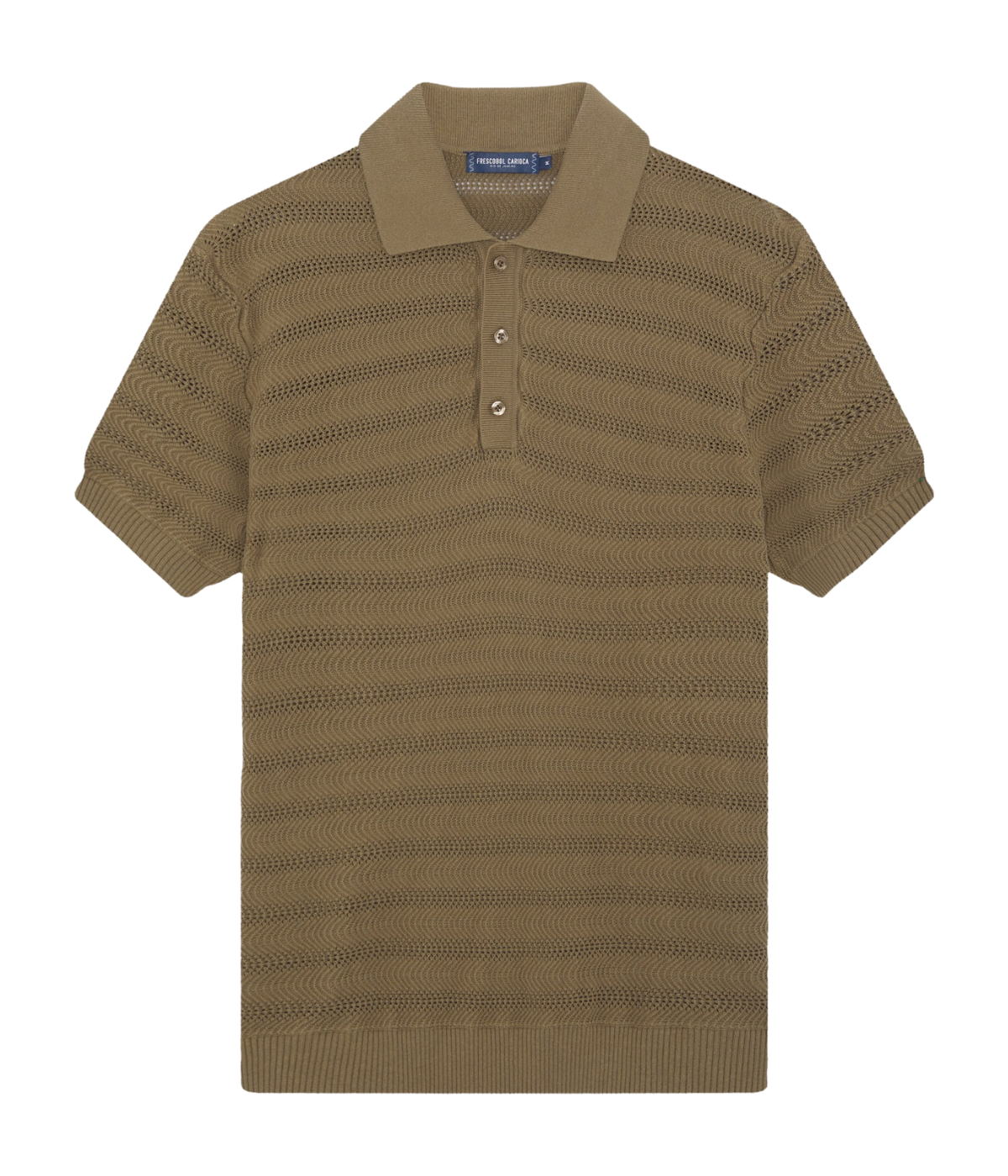 Vidal Cotton Jacquard Short Sleeve Polo in Khaki