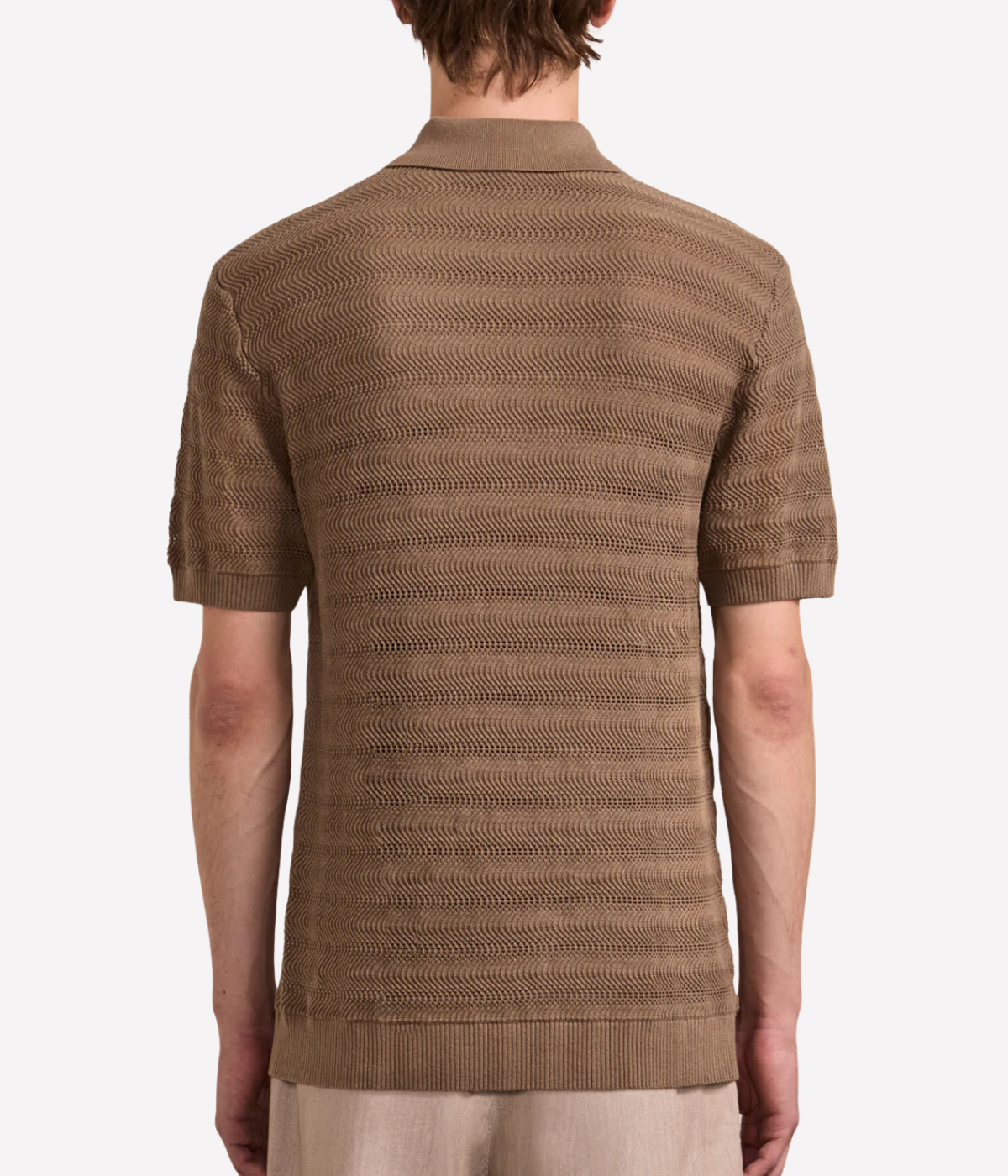 Vidal Cotton Jacquard Short Sleeve Polo in Khaki