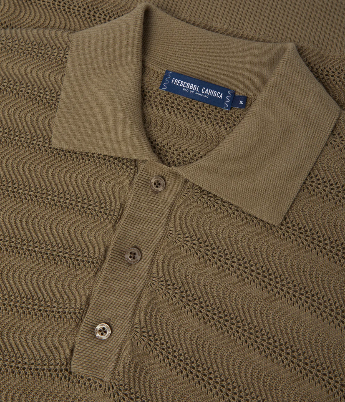 Vidal Cotton Jacquard Short Sleeve Polo in Khaki