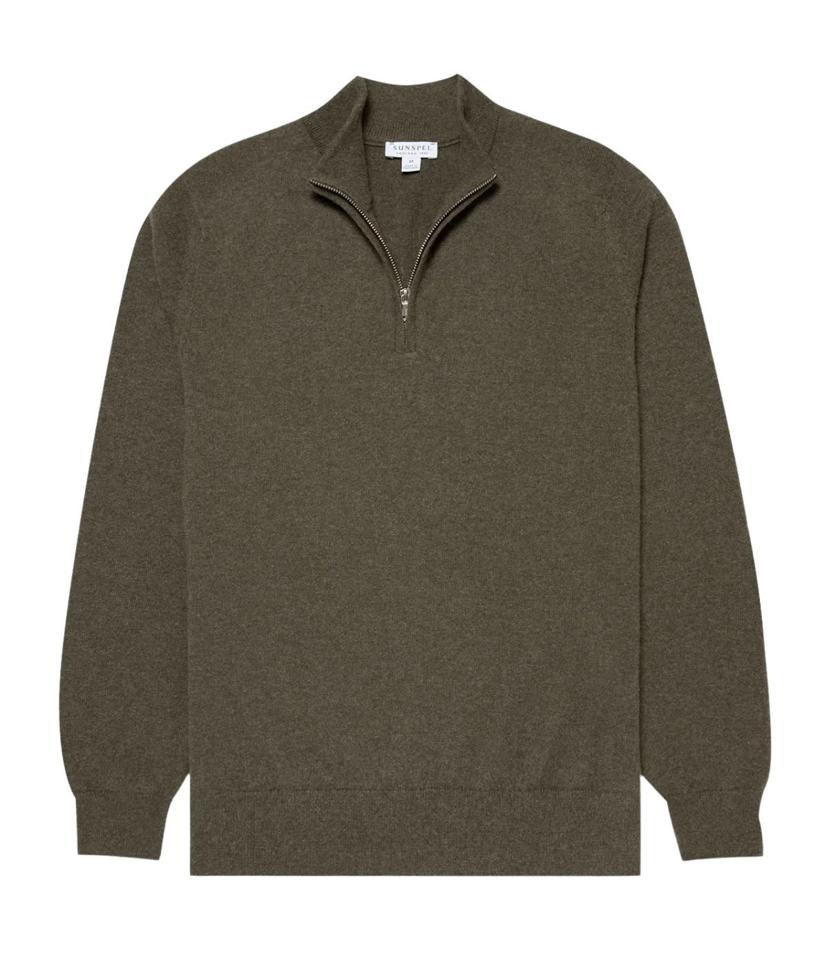 Cashmere Half Zip In Khaki