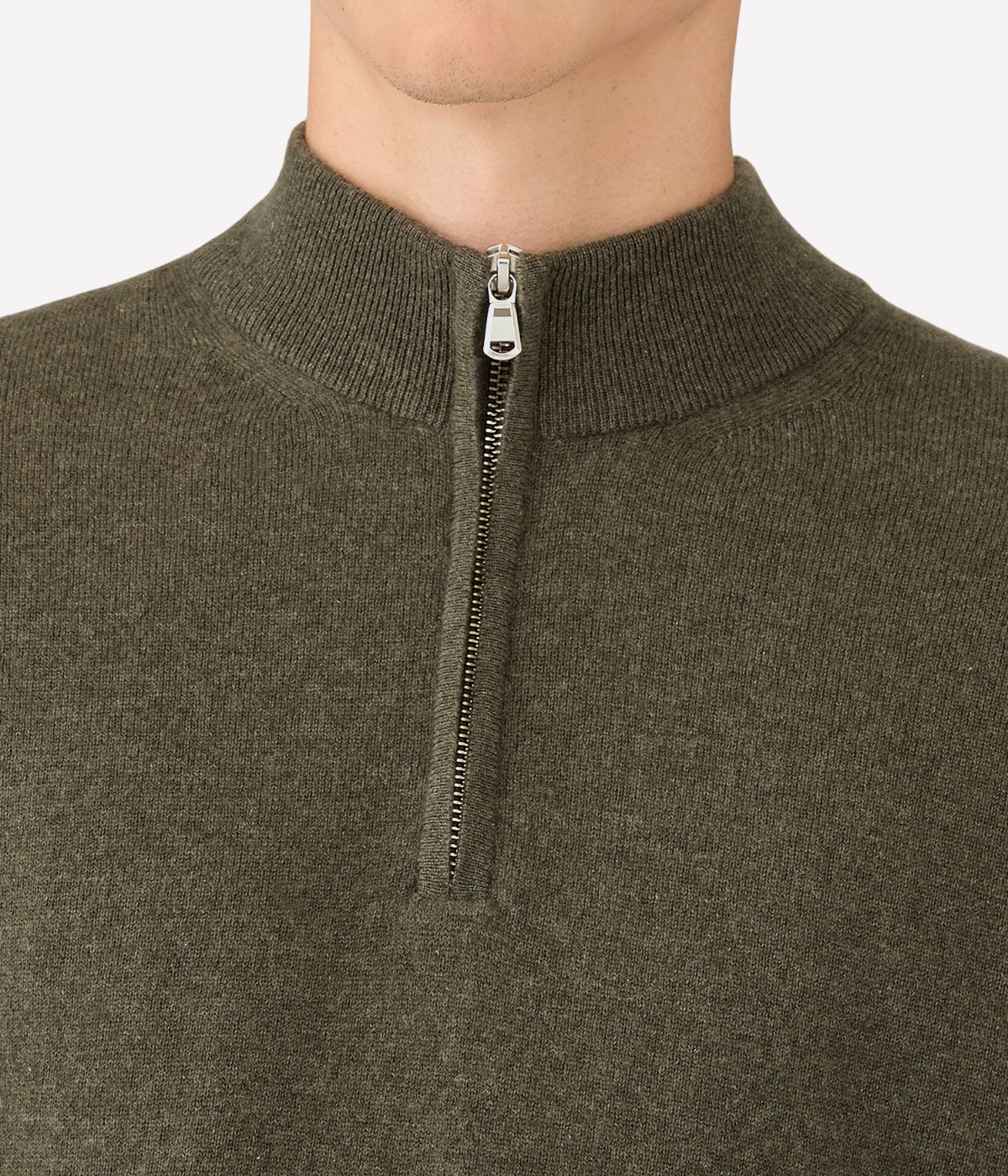 Cashmere Half Zip In Khaki