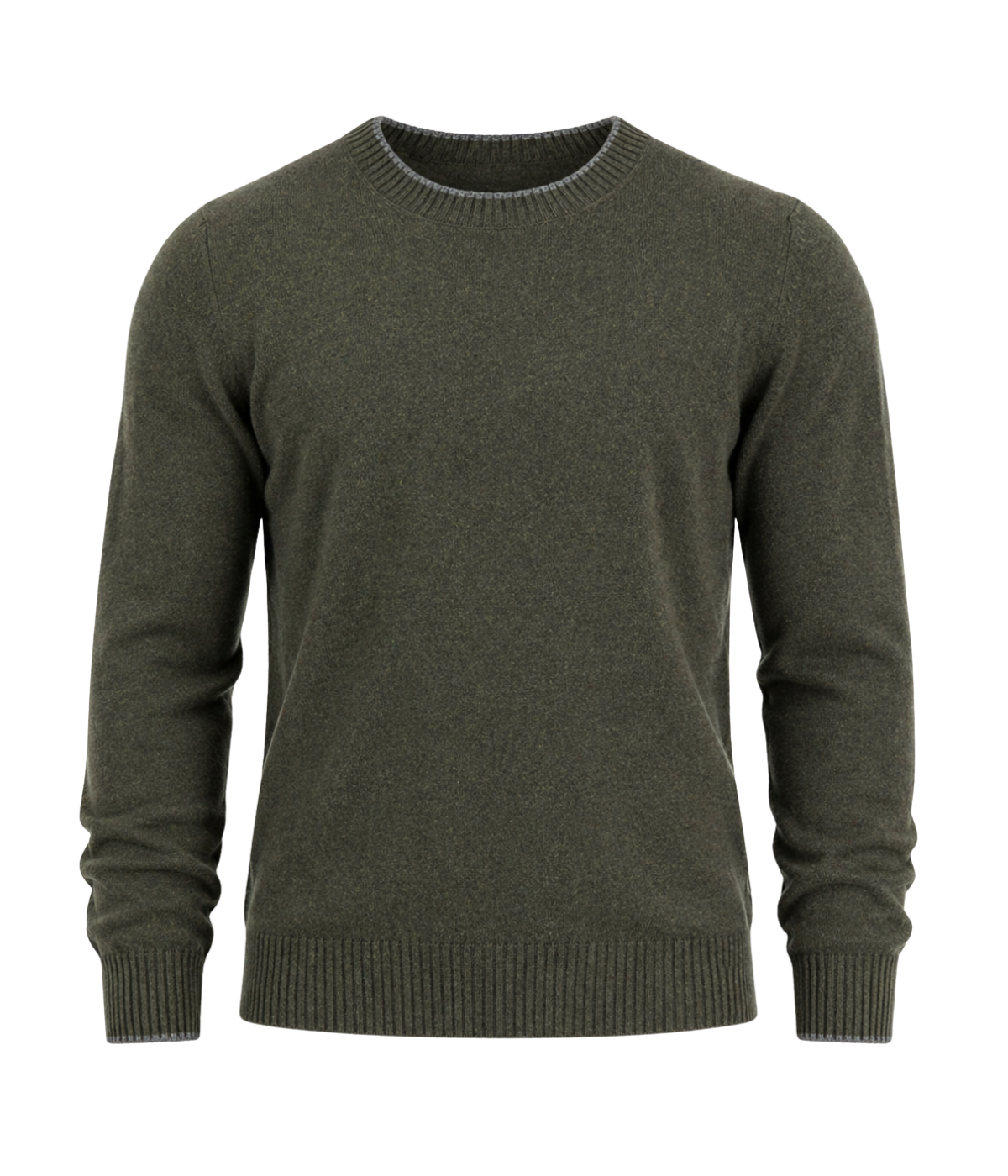 Crew Long Sleeve in Khaki Grey Trim