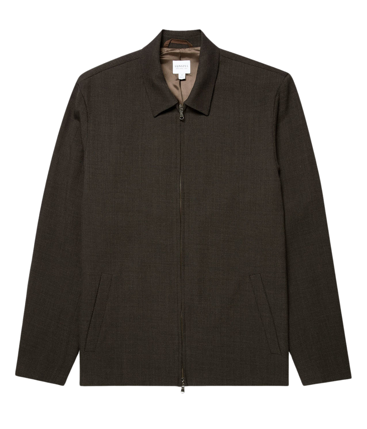 Textured Wool Harrington In Truffle