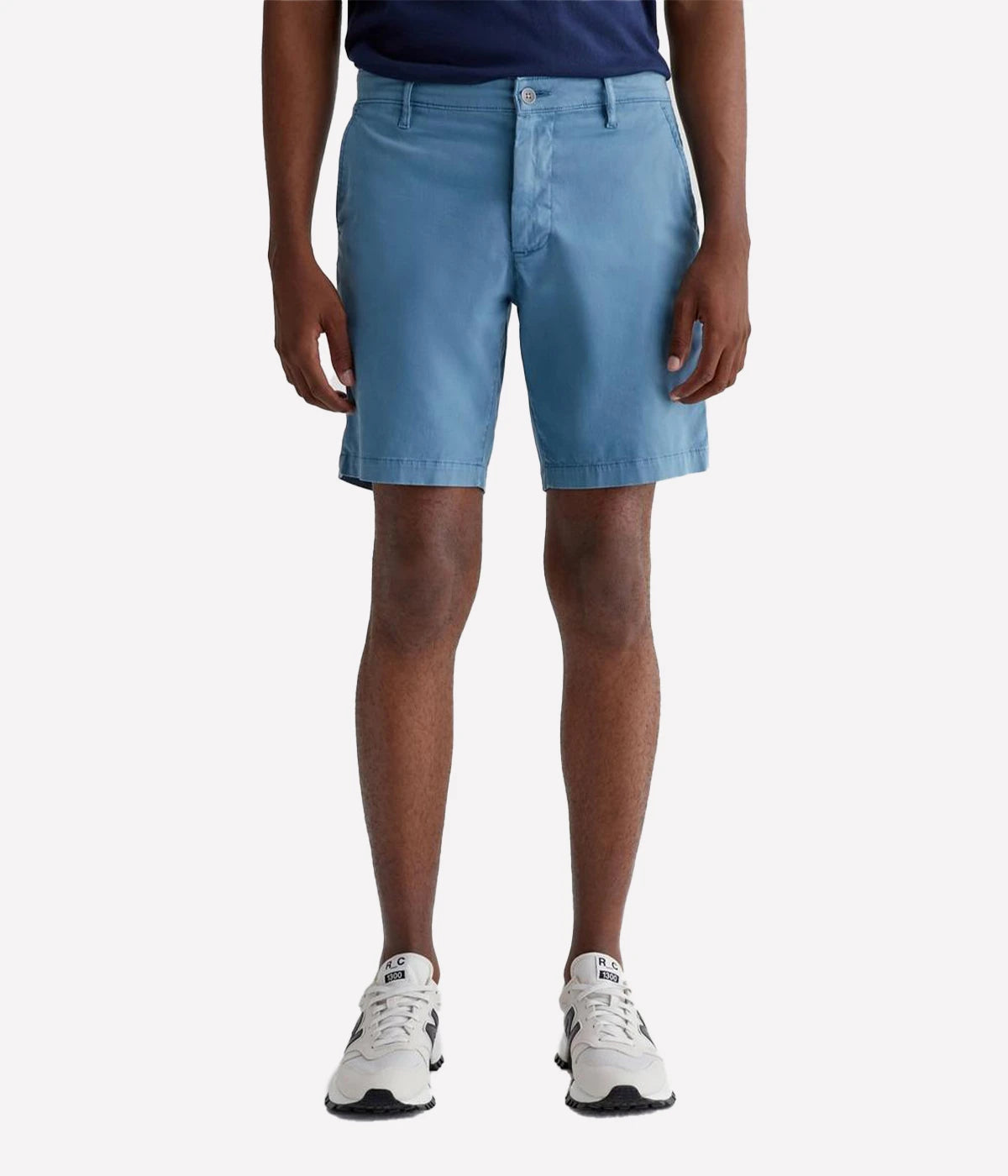 Front view of the AG Wanderer Shorts for men, showcasing a clean trouser-inspired design with a slim fit and slightly tapered legs.