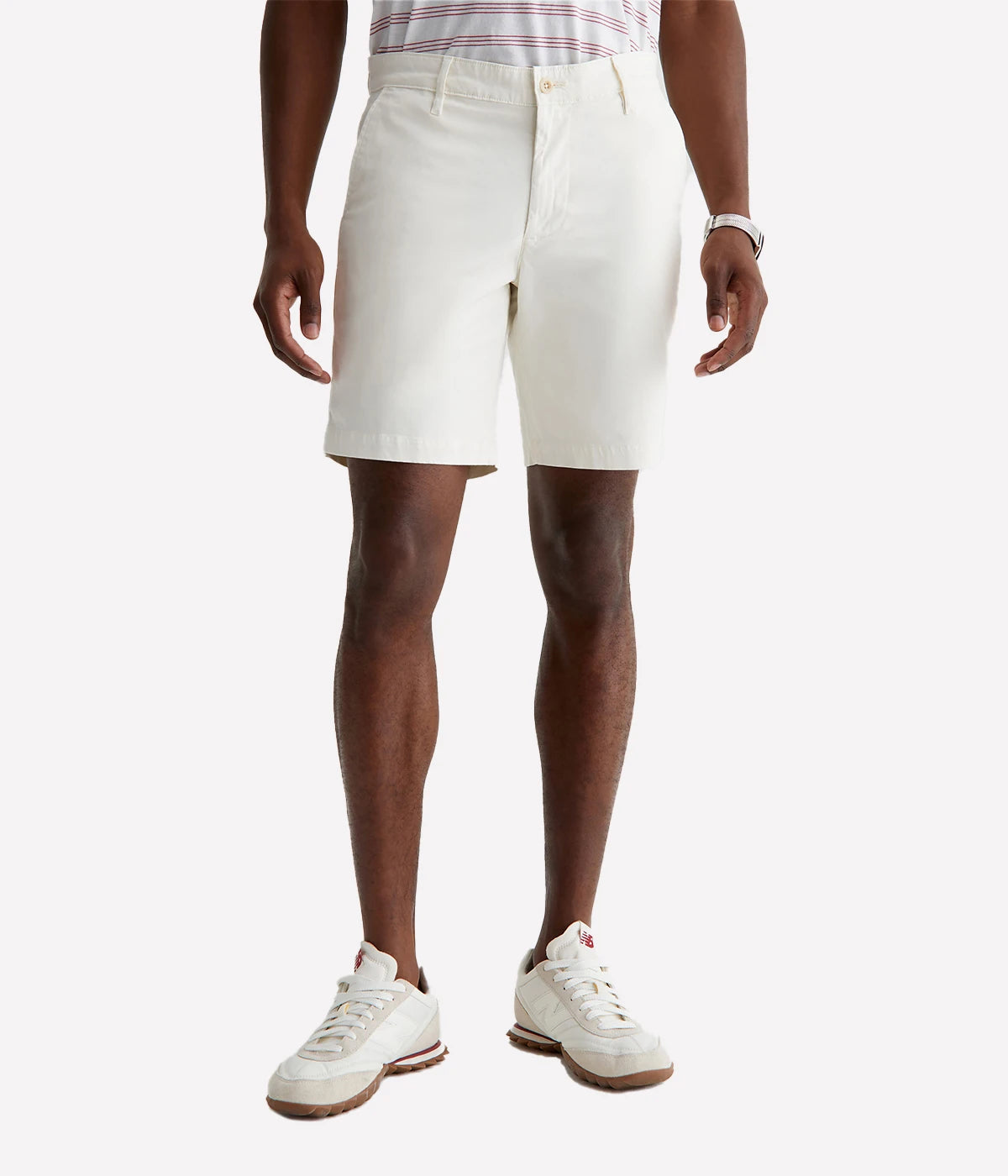 Front view of the AG Wanderer Shorts for men, showcasing a clean trouser-inspired design with a slim fit and slightly tapered legs.