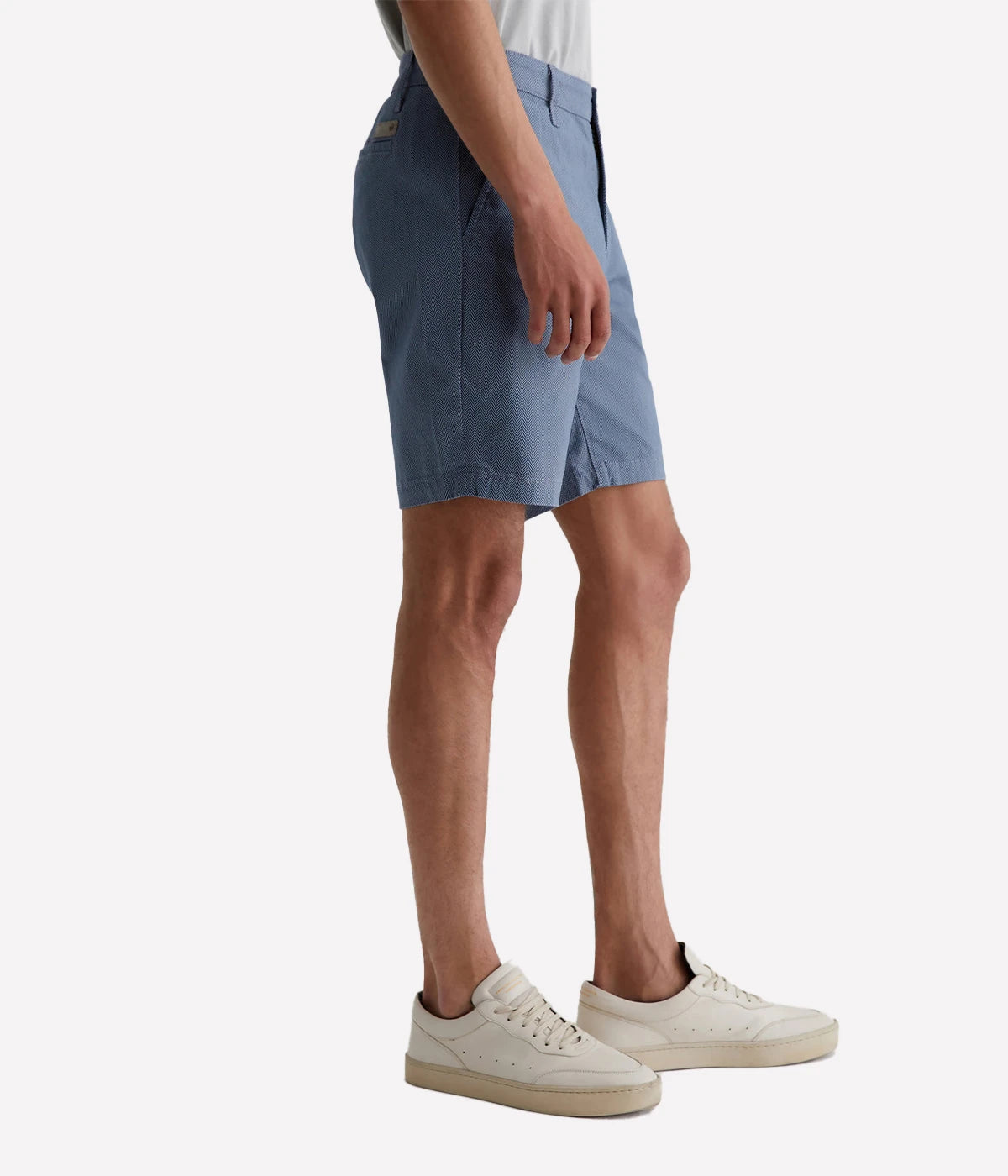 Side view of the AG Wanderer Shorts for men, highlighting the slim fit and subtle taper for a refined, modern look.