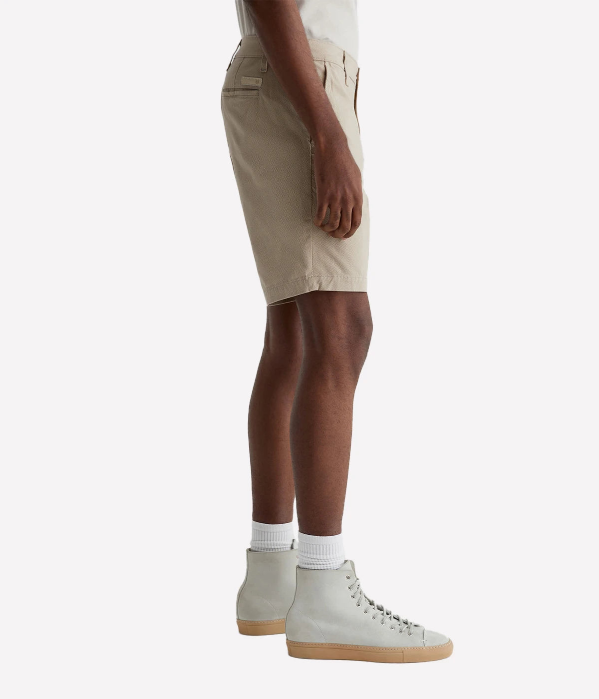 Side view of the AG Wanderer Shorts for men, highlighting the slim fit and subtle taper for a refined, modern look.