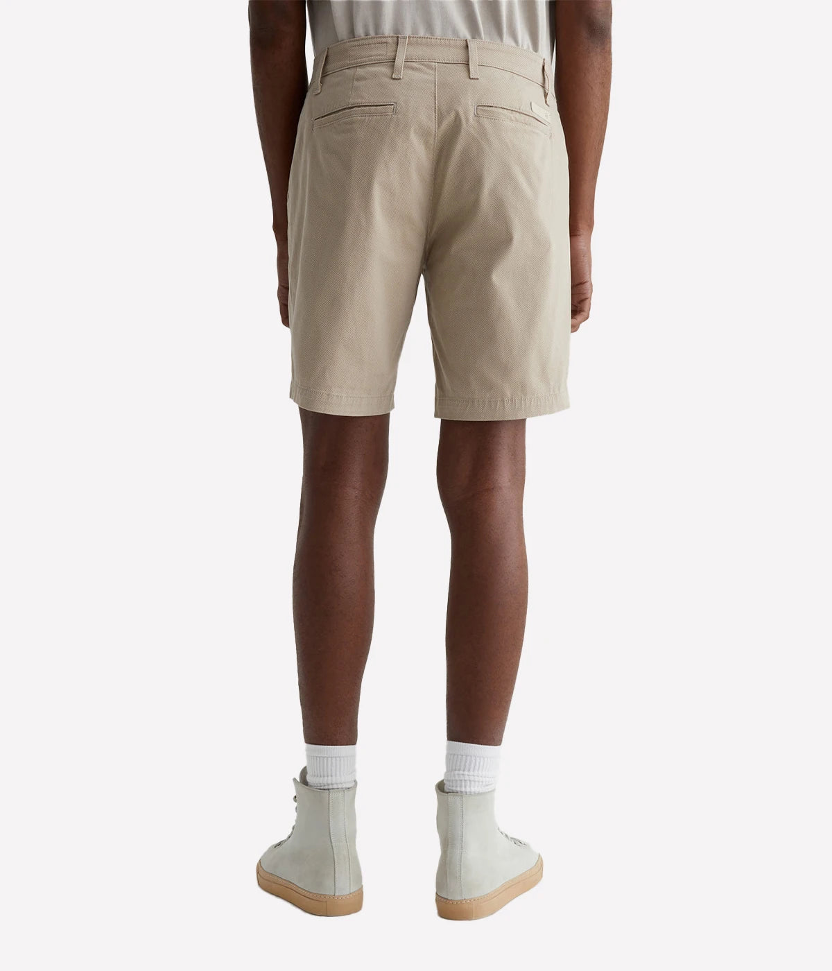 Back view of the AG Wanderer Shorts for men, featuring tailored back pockets and a streamlined, polished silhouette.