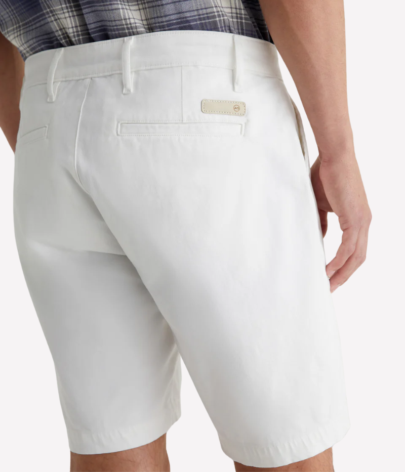 Front view of the AG Wanderer Shorts for men, showcasing a clean trouser-inspired design with a slim fit and slightly tapered legs.