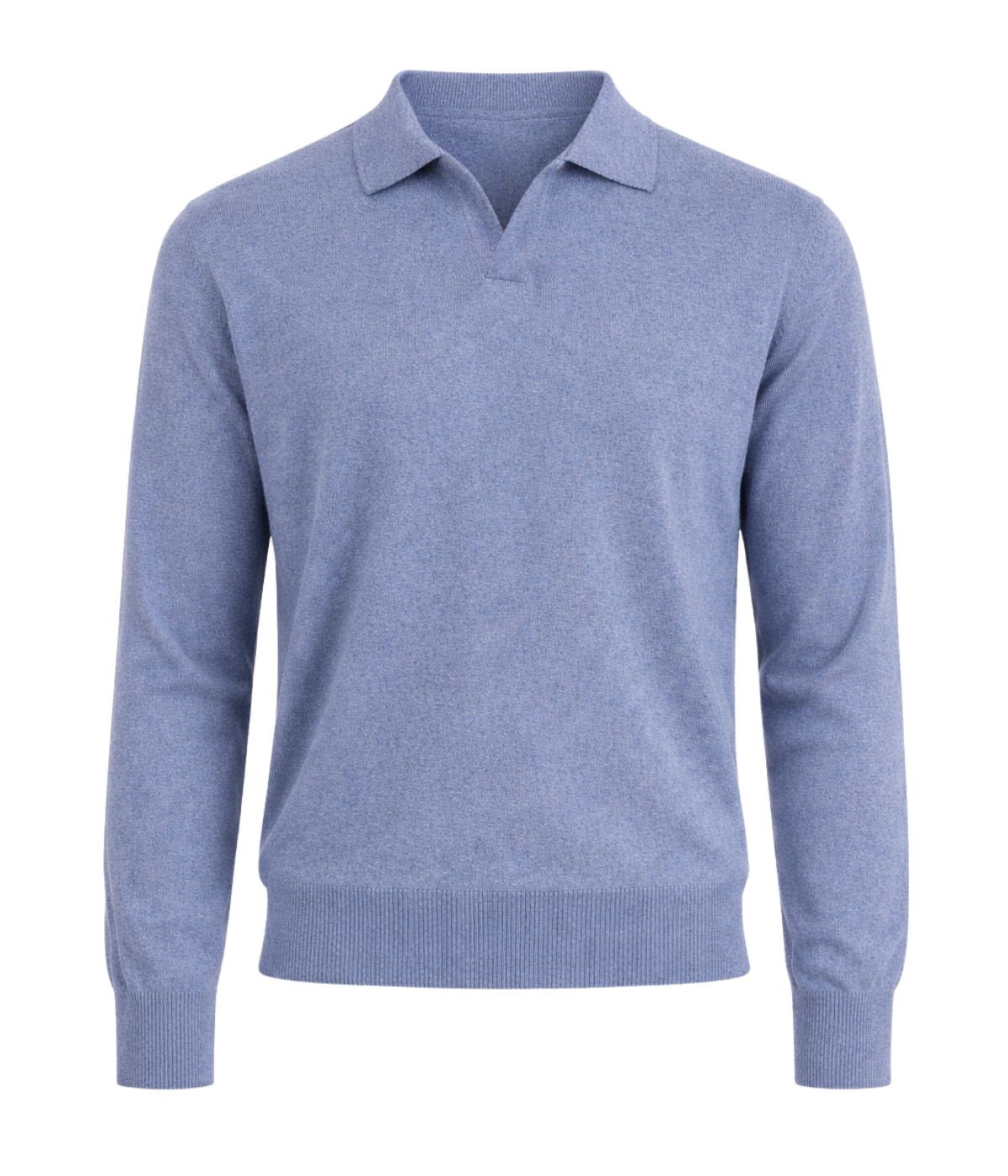 Cashmere Knitted Polo in Chambray