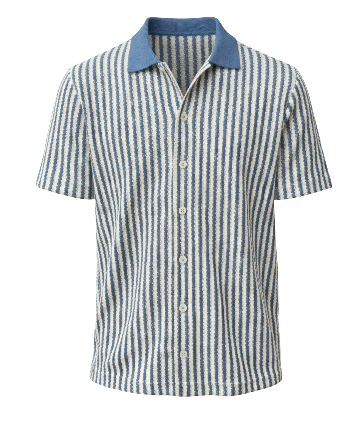 Short Sleeve Shirt in Blue & White Stripe