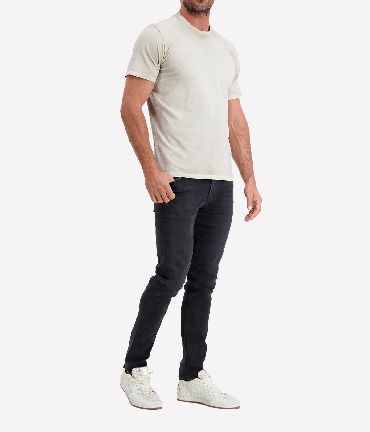 Hand Painted Cotton T-Shirt in Taupe