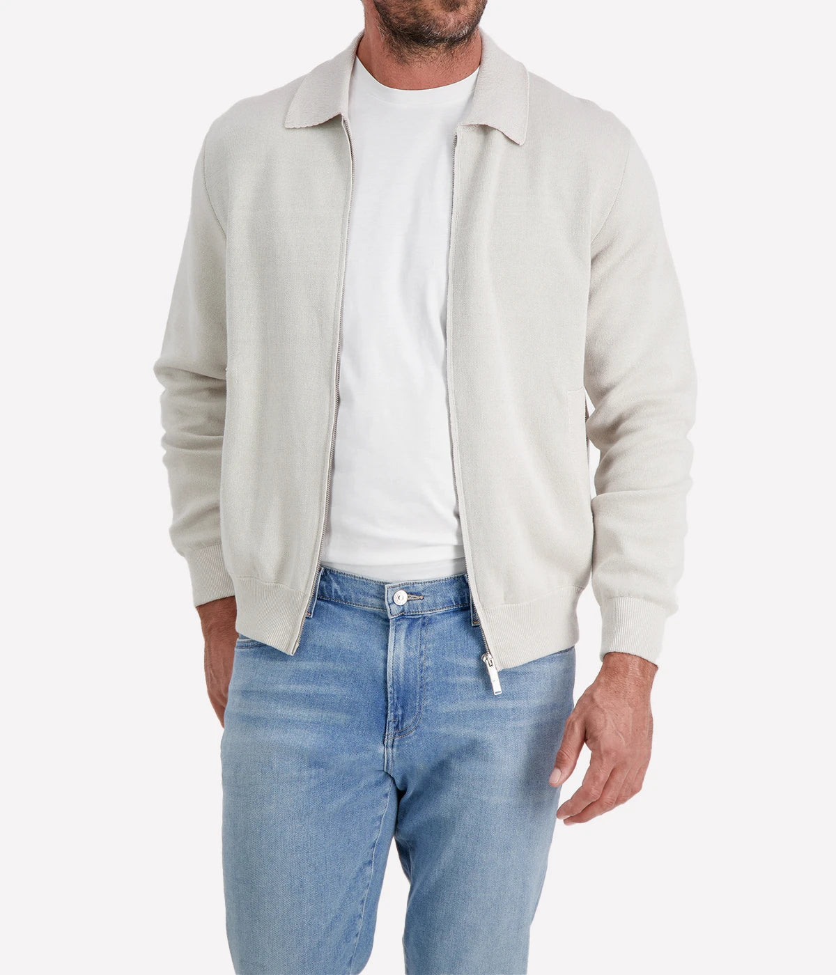 Man Double Knit Bomber in 910GR