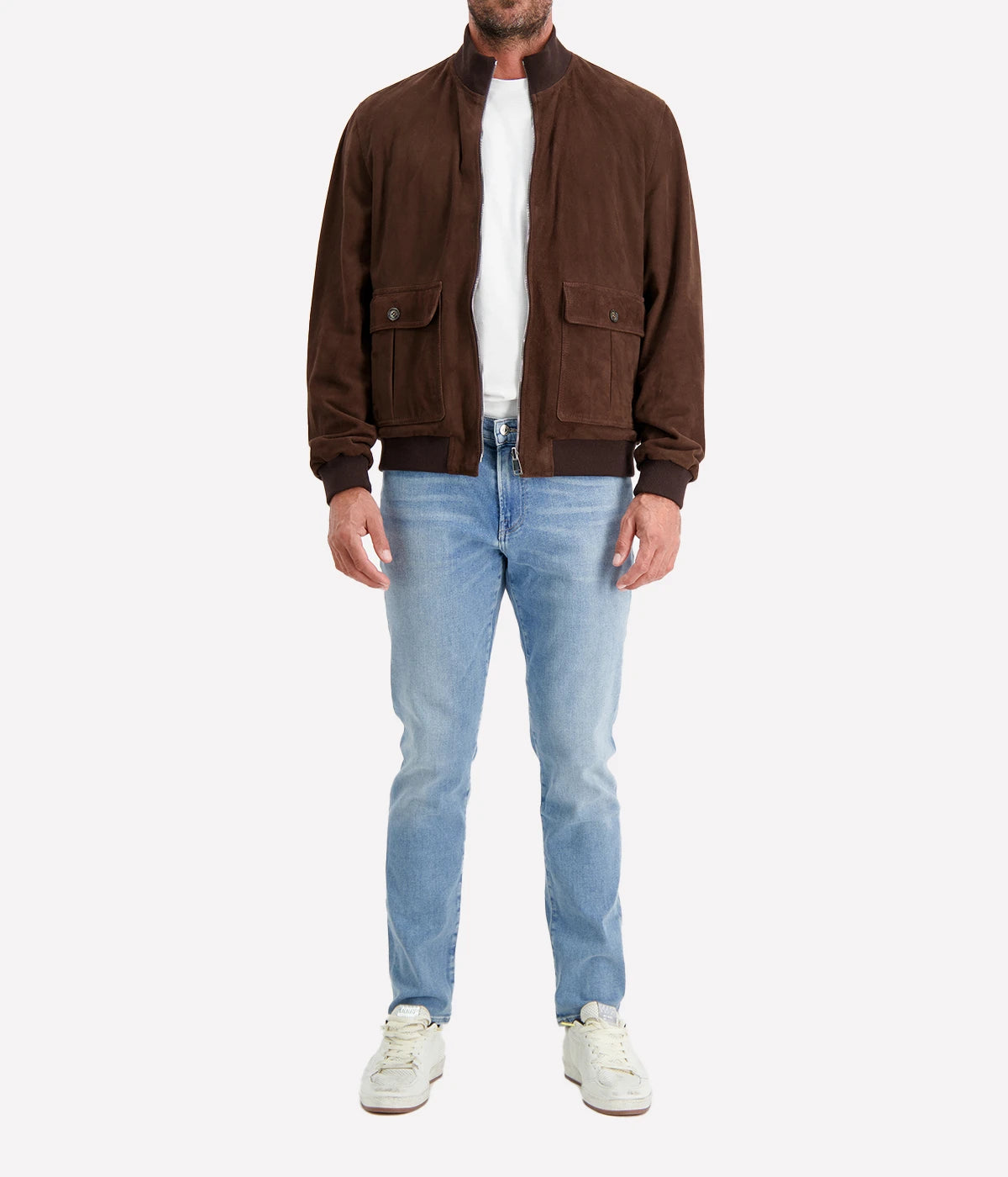 Reversible Valstarino Suede Jacket In Café Military