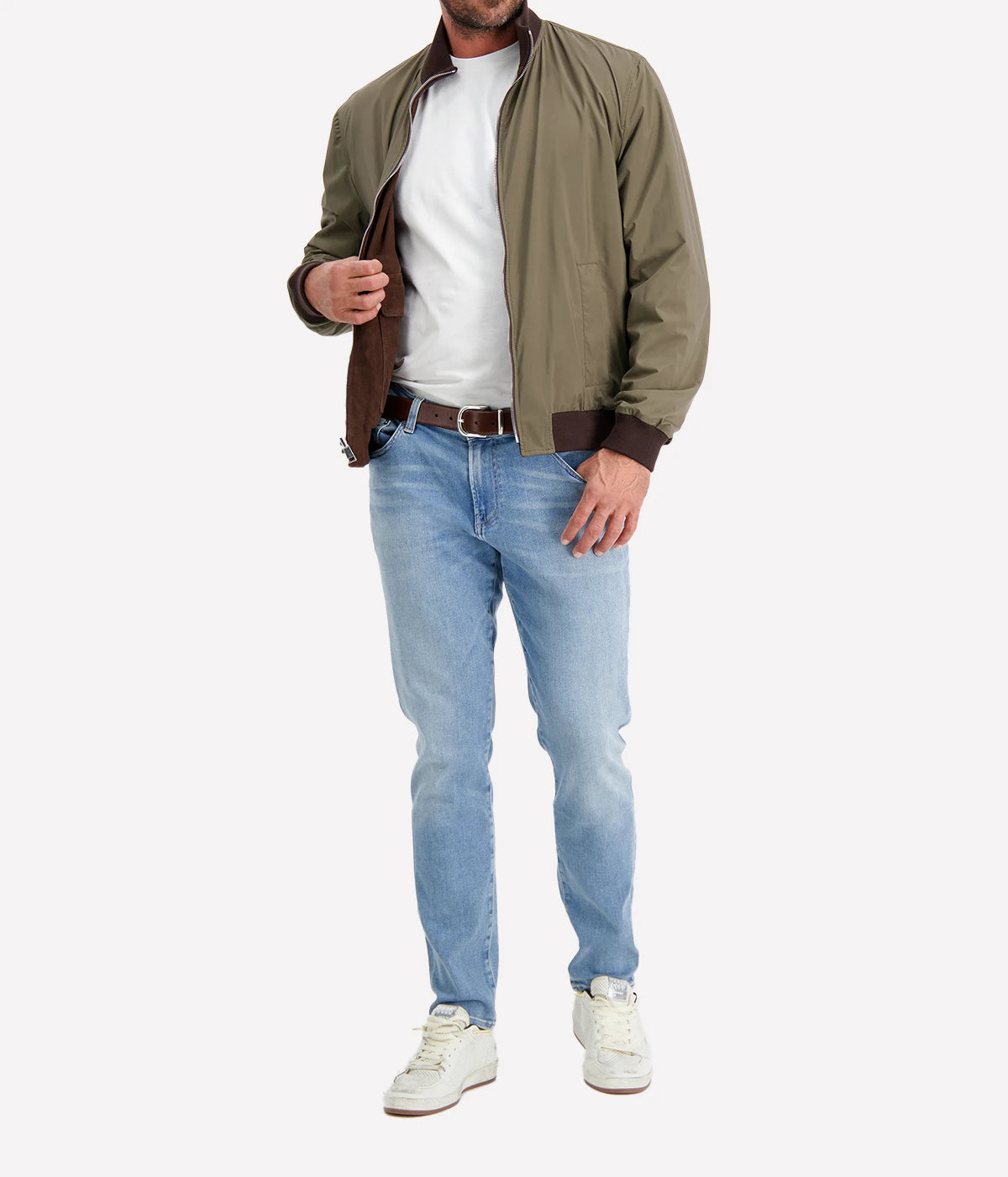 Reversible Valstarino Suede Jacket In Café Military