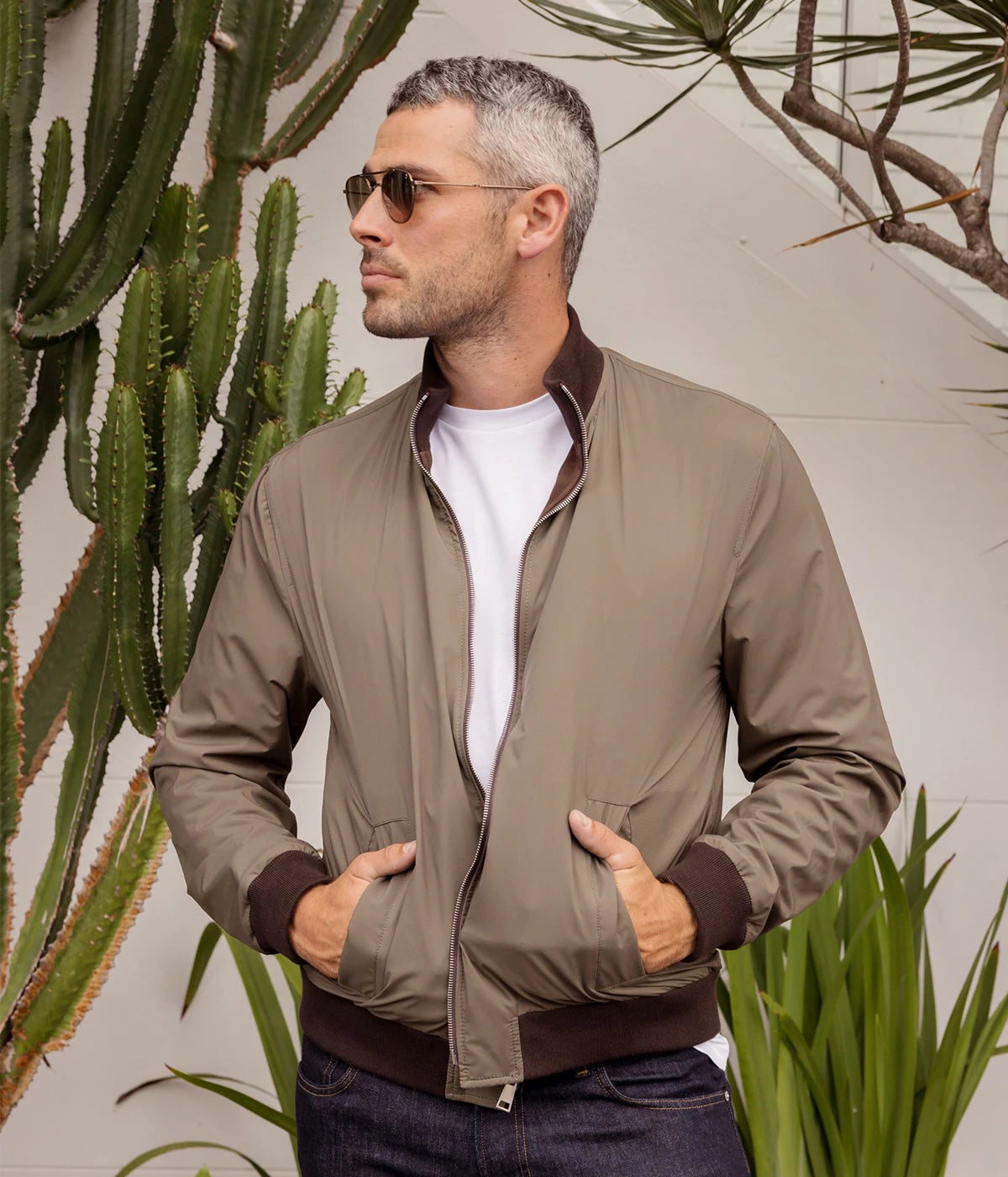 Reversible Valstarino Suede Jacket In Café Military