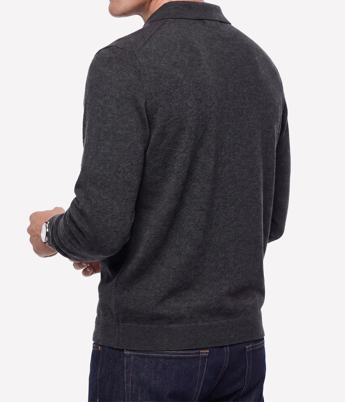 Knitted Pullover Polo in CHARCOAL