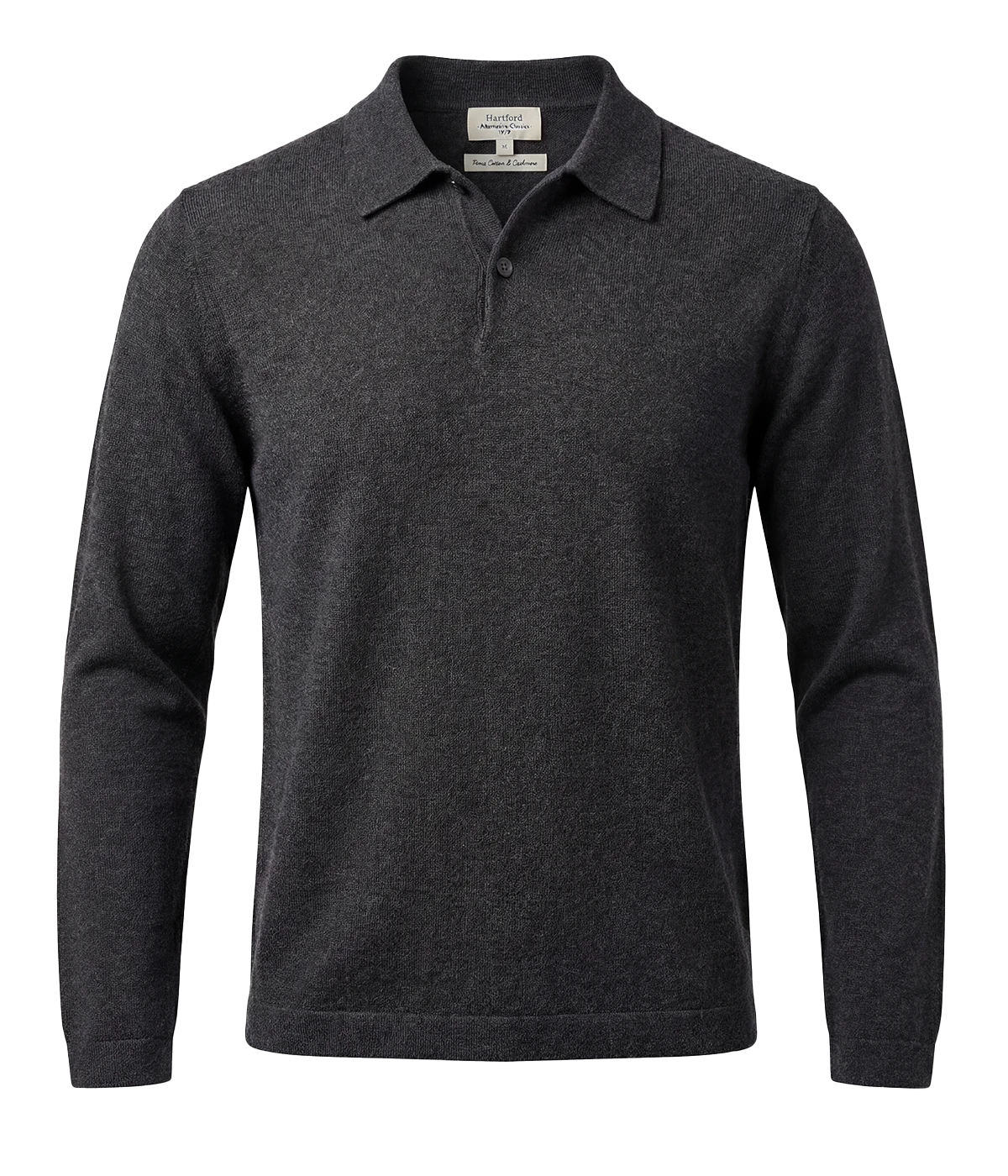 Knitted Pullover Polo in CHARCOAL