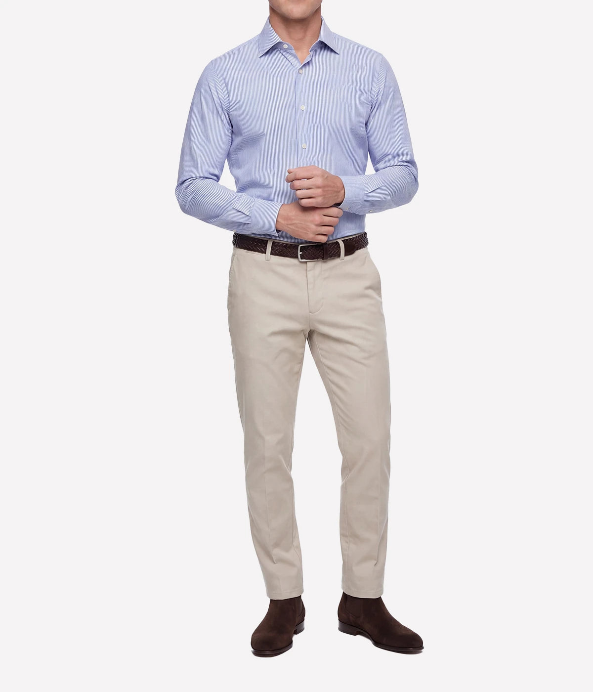 Slim Fit Shirt In Light Blue White Stripe