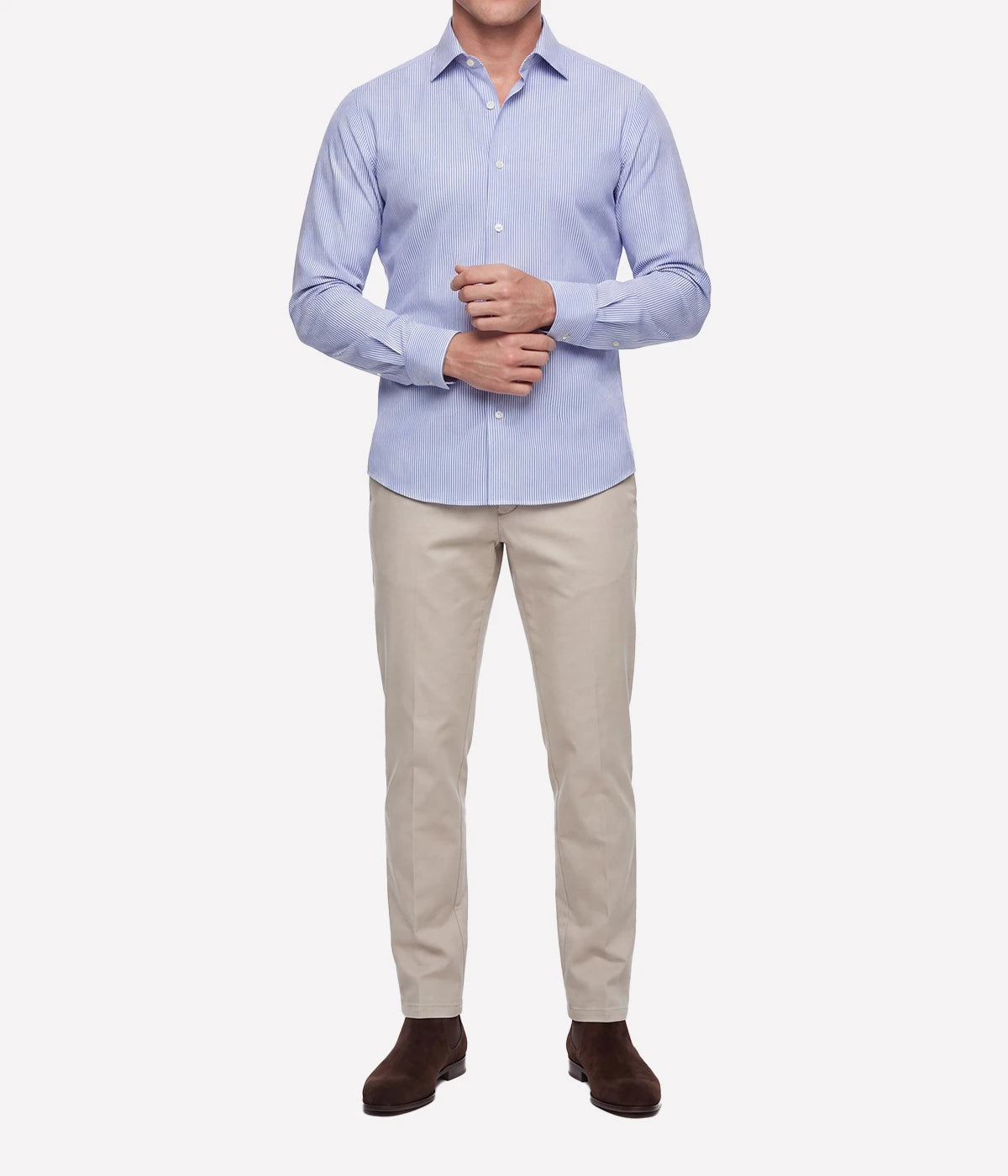 Slim Fit Shirt In Light Blue White Stripe