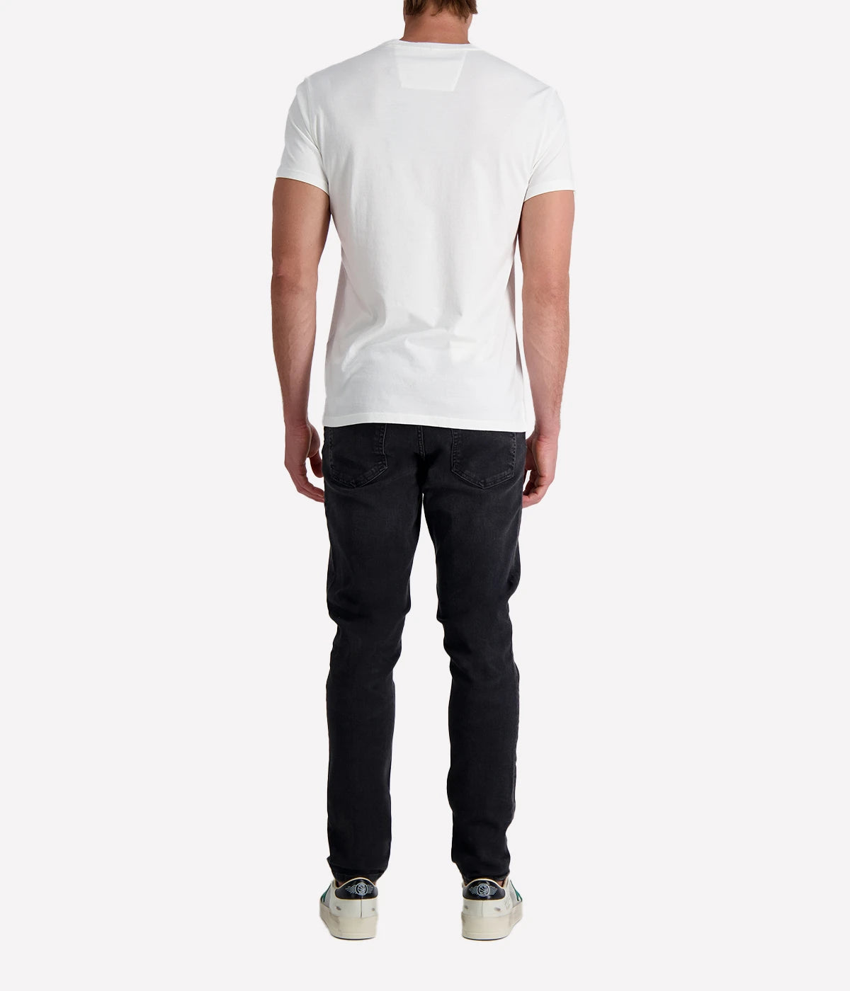 Men's Peace Symbol Graphic Tee in soft cotton with hand-embroidered international flag motifs on the front; features a crewneck and lived-in feel for effortless everyday style.