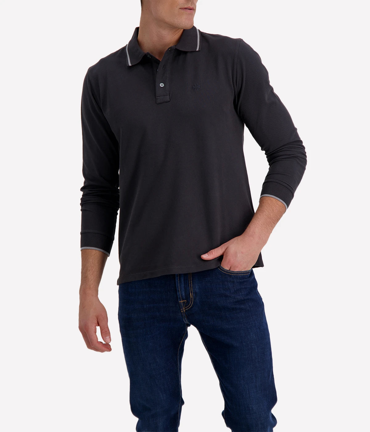 Manica Lunga Polo in Dark Grey