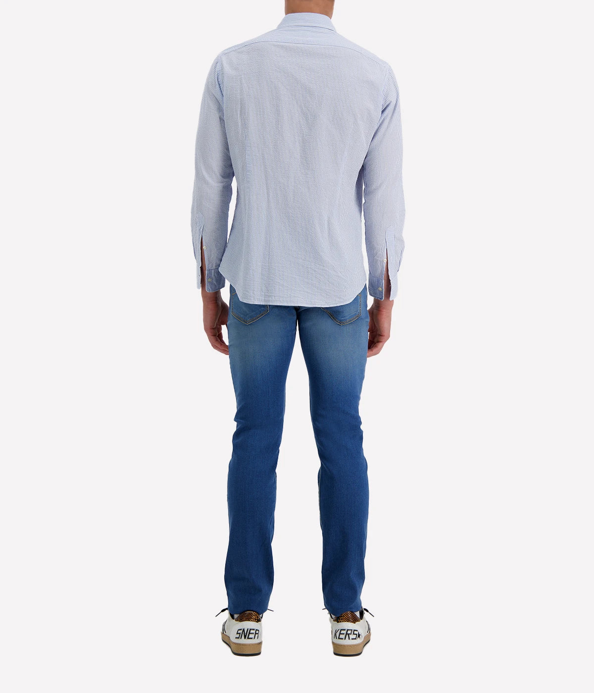 Slim Fit Shirt in Seersucker Blue & White