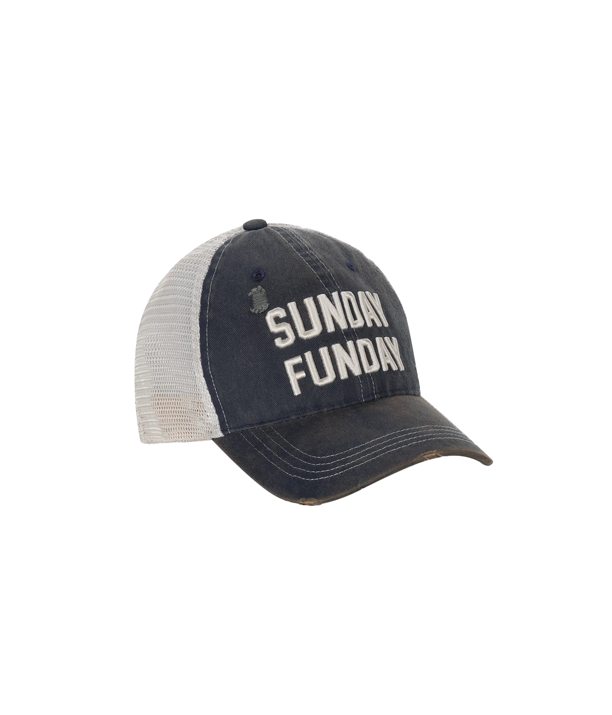 Angled front view of Retro Brand Sunday Funday Cap in Navy