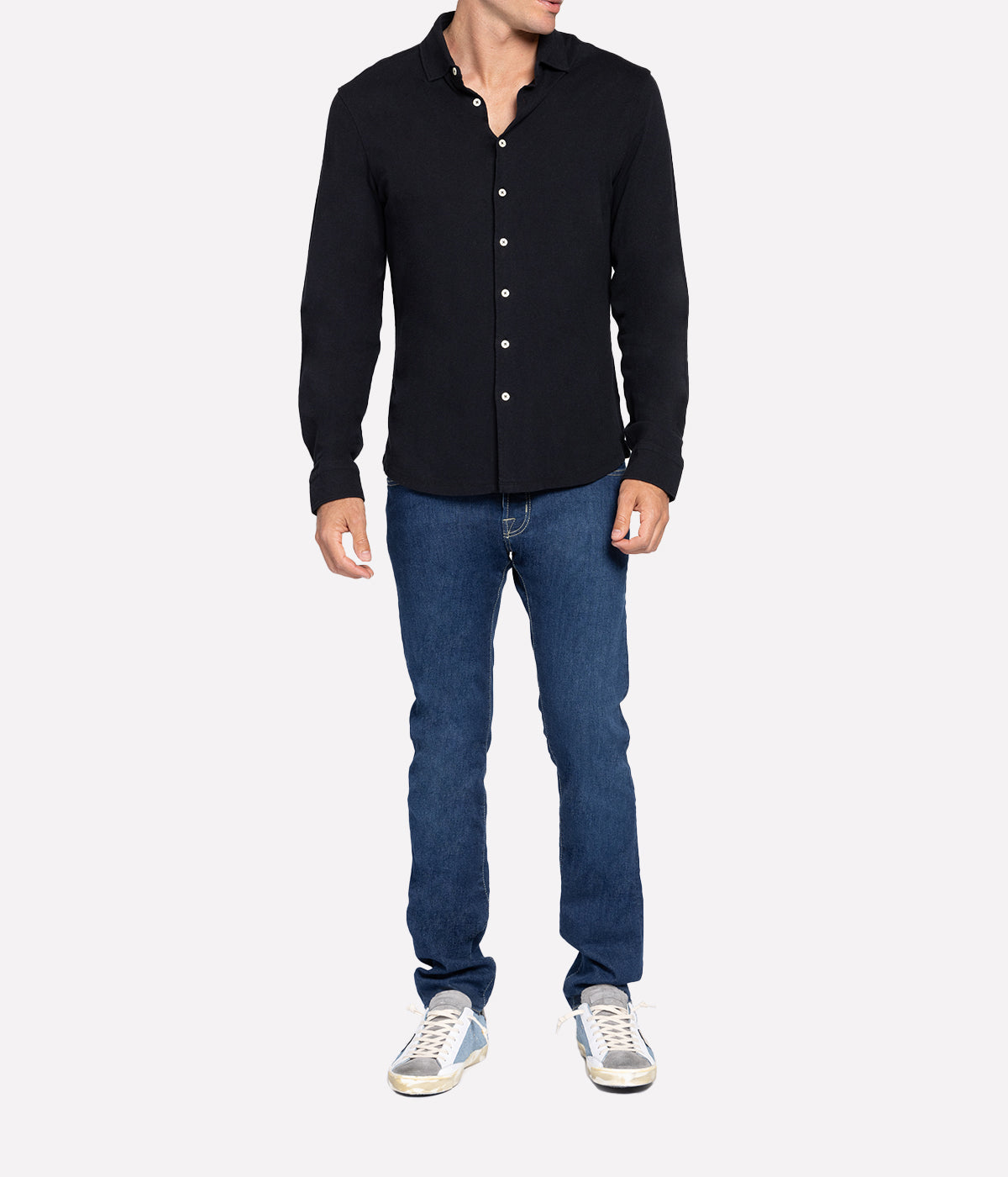 Marcio Linen Blend Long Sleeve in Black