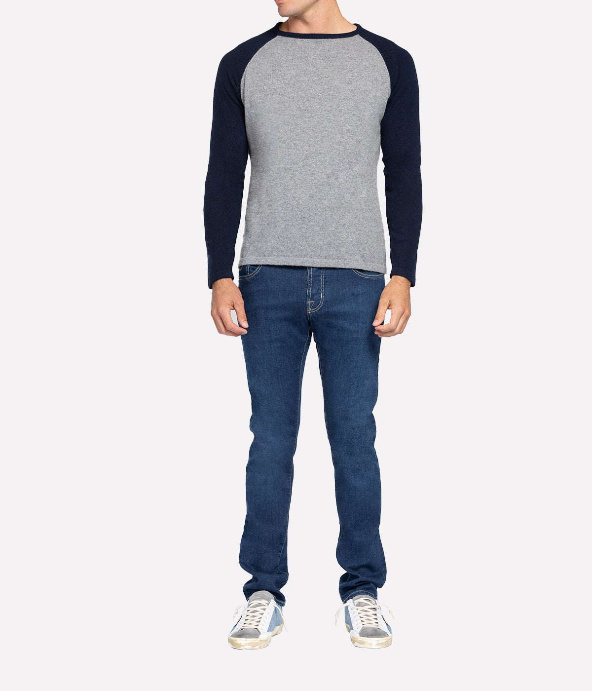 Baseball Sweater in Navy & Grey
