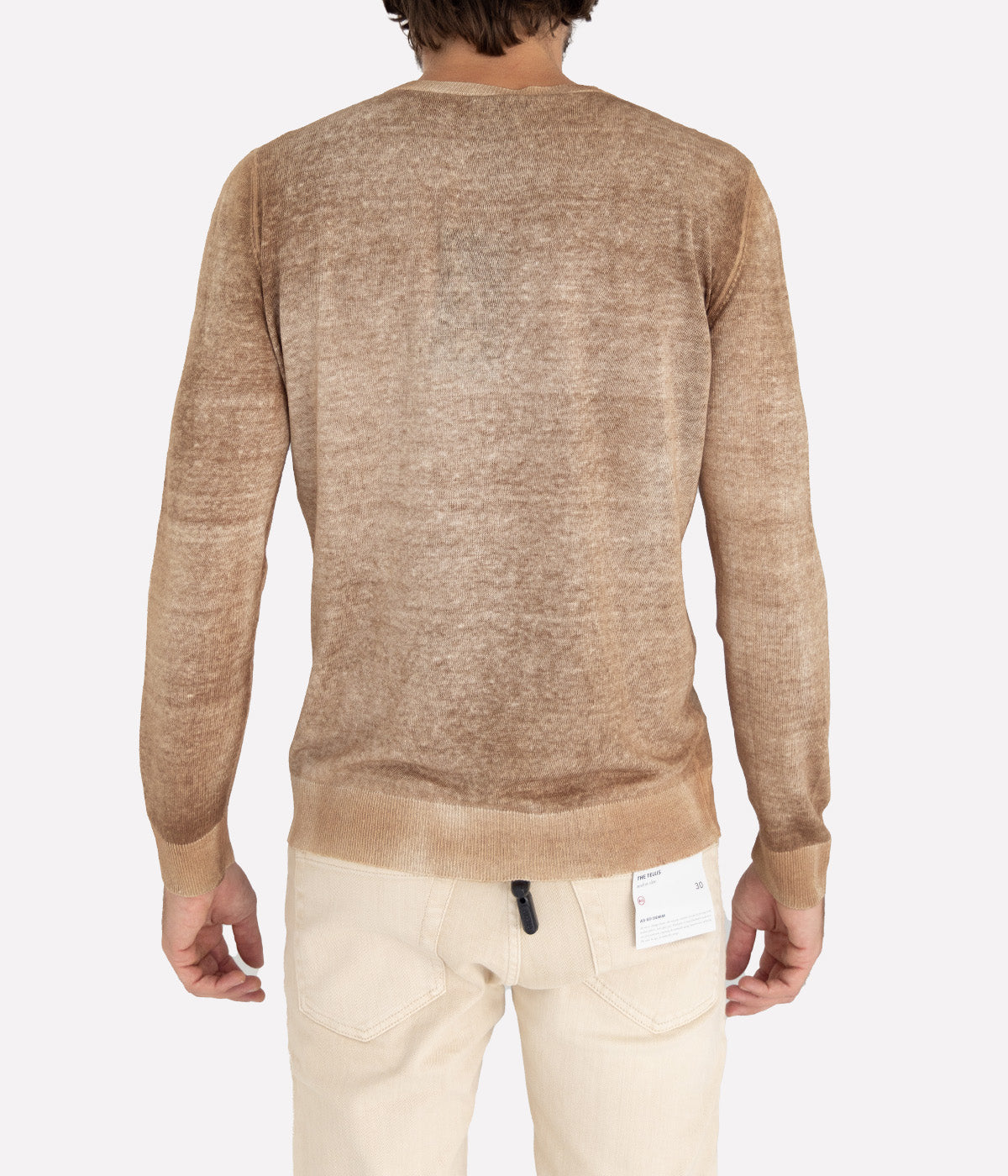 Hand-dyed lightweight knit pullover in linen-viscose blend, ideal for casual and evening wear, made in Italy