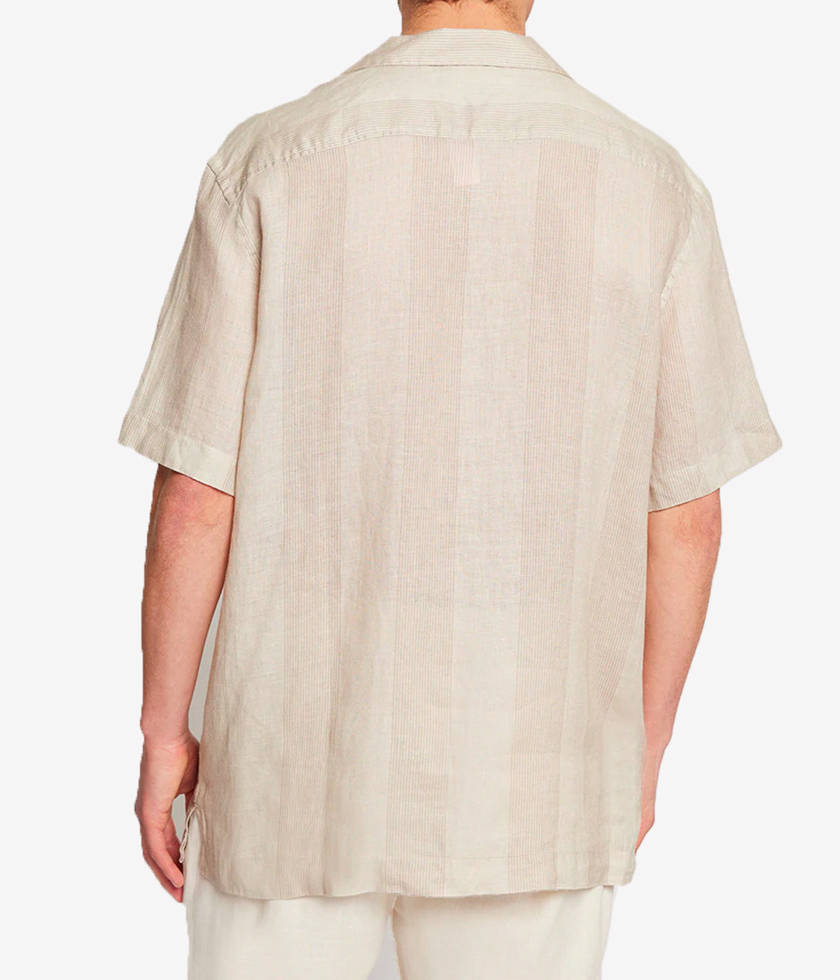 Angelo Linen Short Sleeve Shirt in Leblon Fine Tripe Taupe