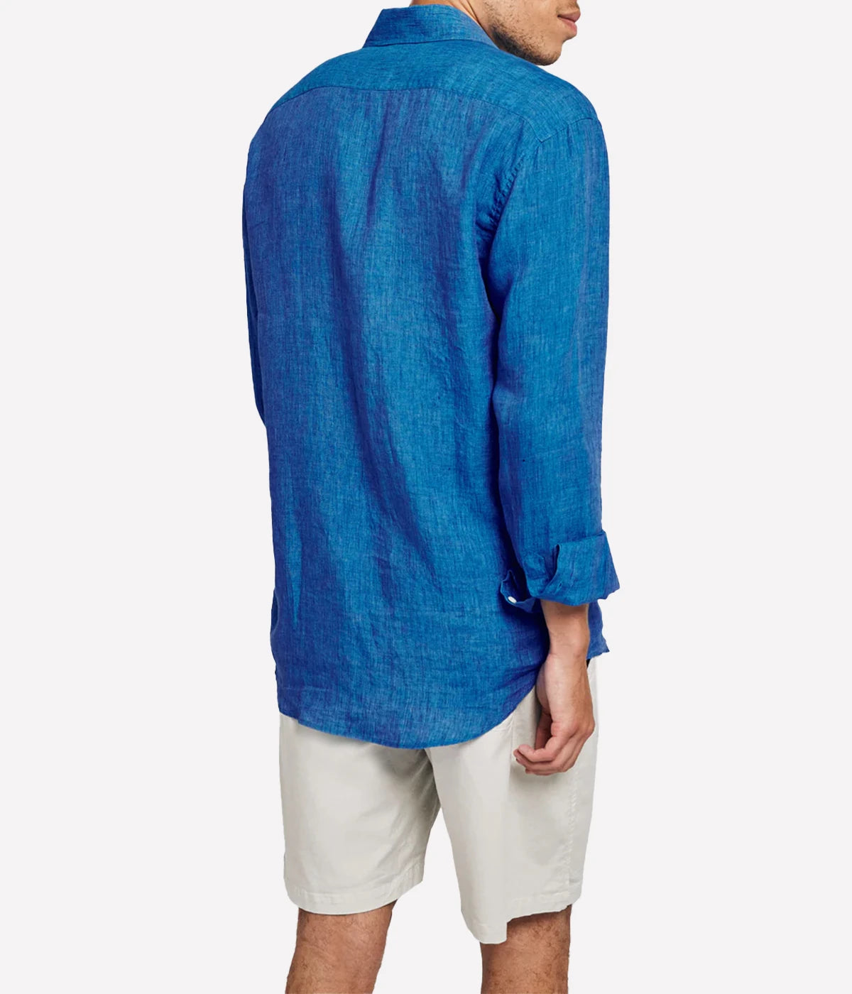 Antonio Linen Long Sleeve Shirt in Lake Blue