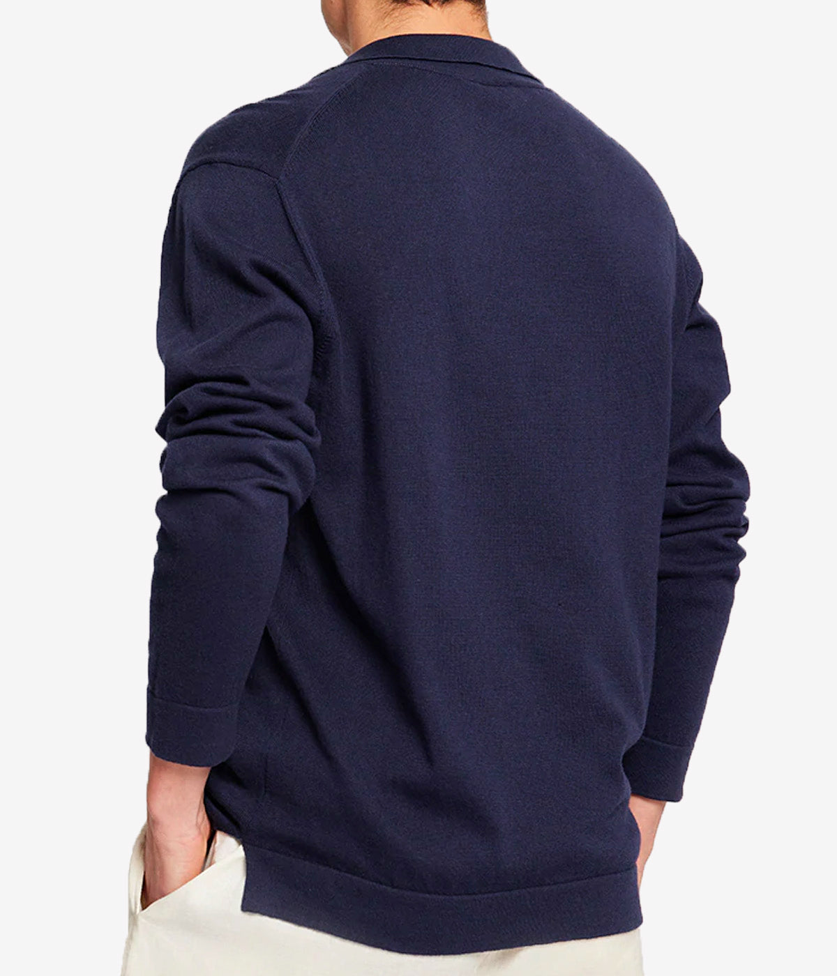 Aurelio Long Sleeve Polo in Navy Blue
