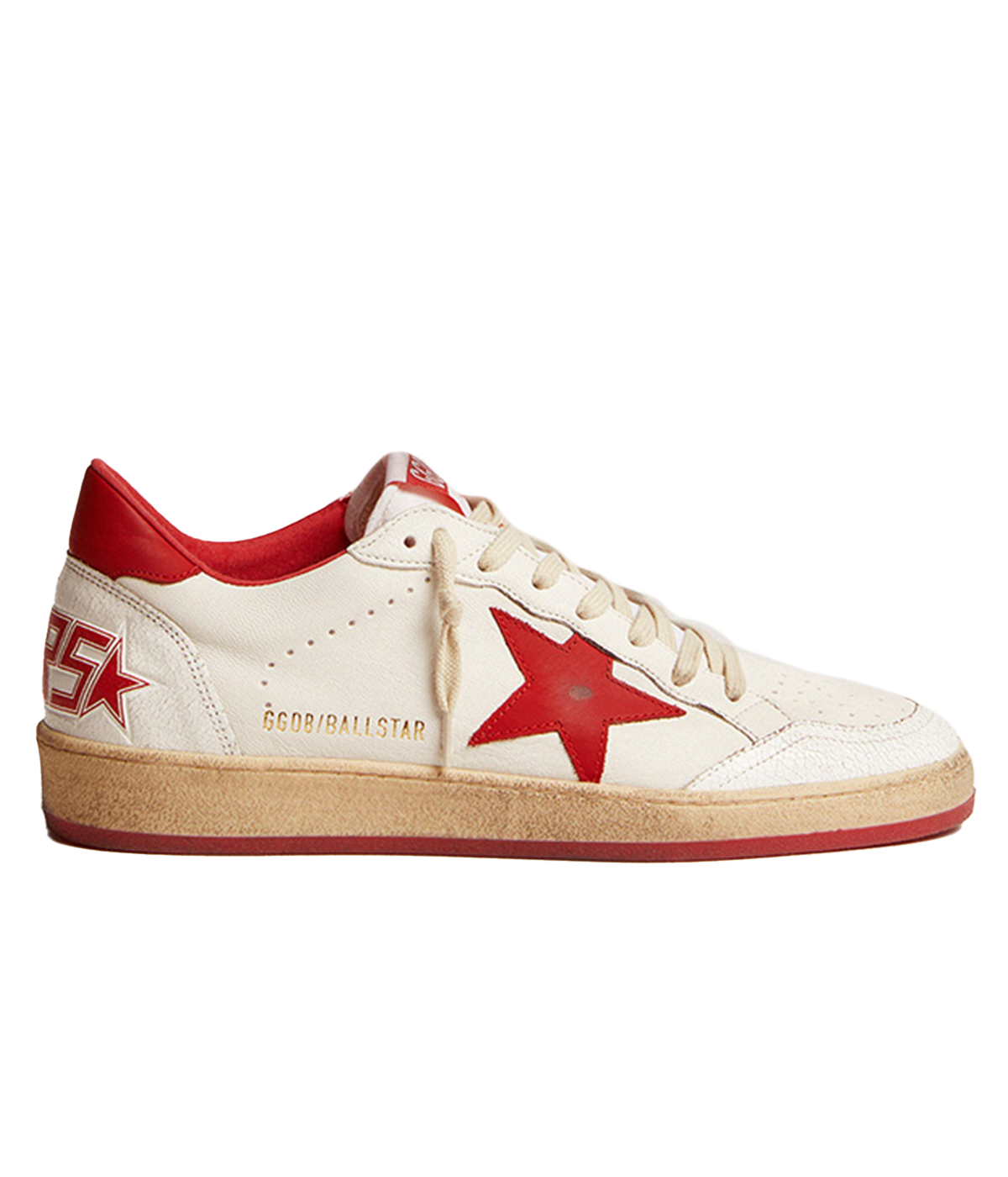 Ball Star Nappa Upper Matt Leather in White & Strawberry Red