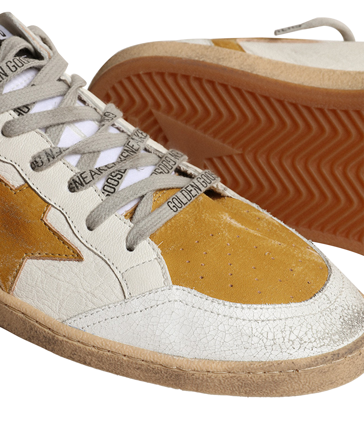 Ballstar Nappa and Nabuk in White & Mustard