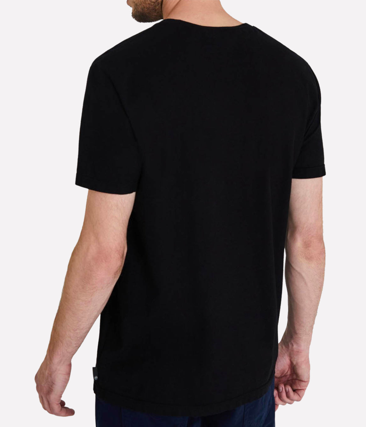A back view of the Bryce Vee Neck T-Shirt, featuring a clean and minimalist design in 100% cotton.